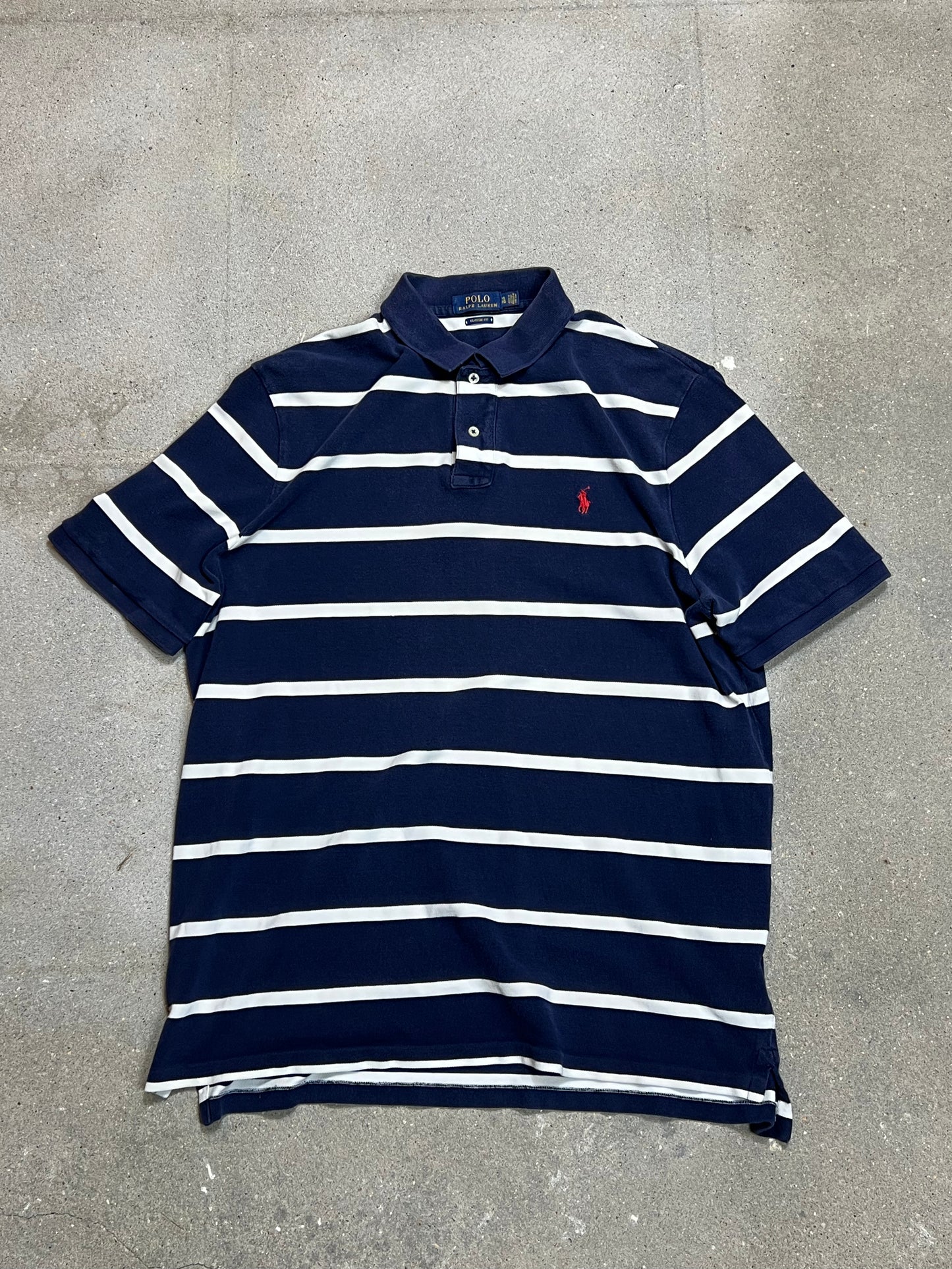 MARINEBLAU GESTREIFTES RALPH LAUREN CLASSIC FIT PIQUE-POLO (XL)