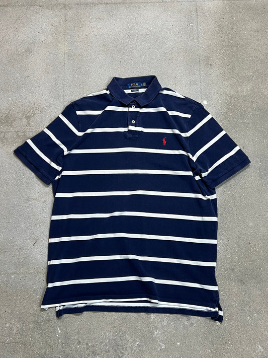 MARINEBLAU GESTREIFTES RALPH LAUREN CLASSIC FIT PIQUE-POLO (XL)