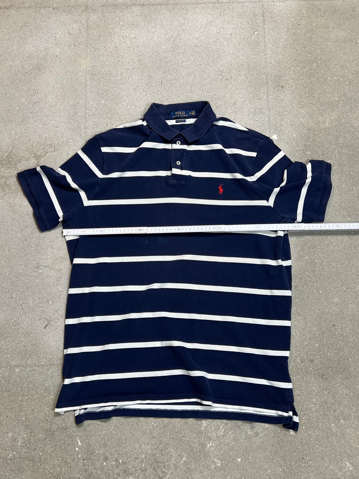 MARINEBLAU GESTREIFTES RALPH LAUREN CLASSIC FIT PIQUE-POLO (XL)