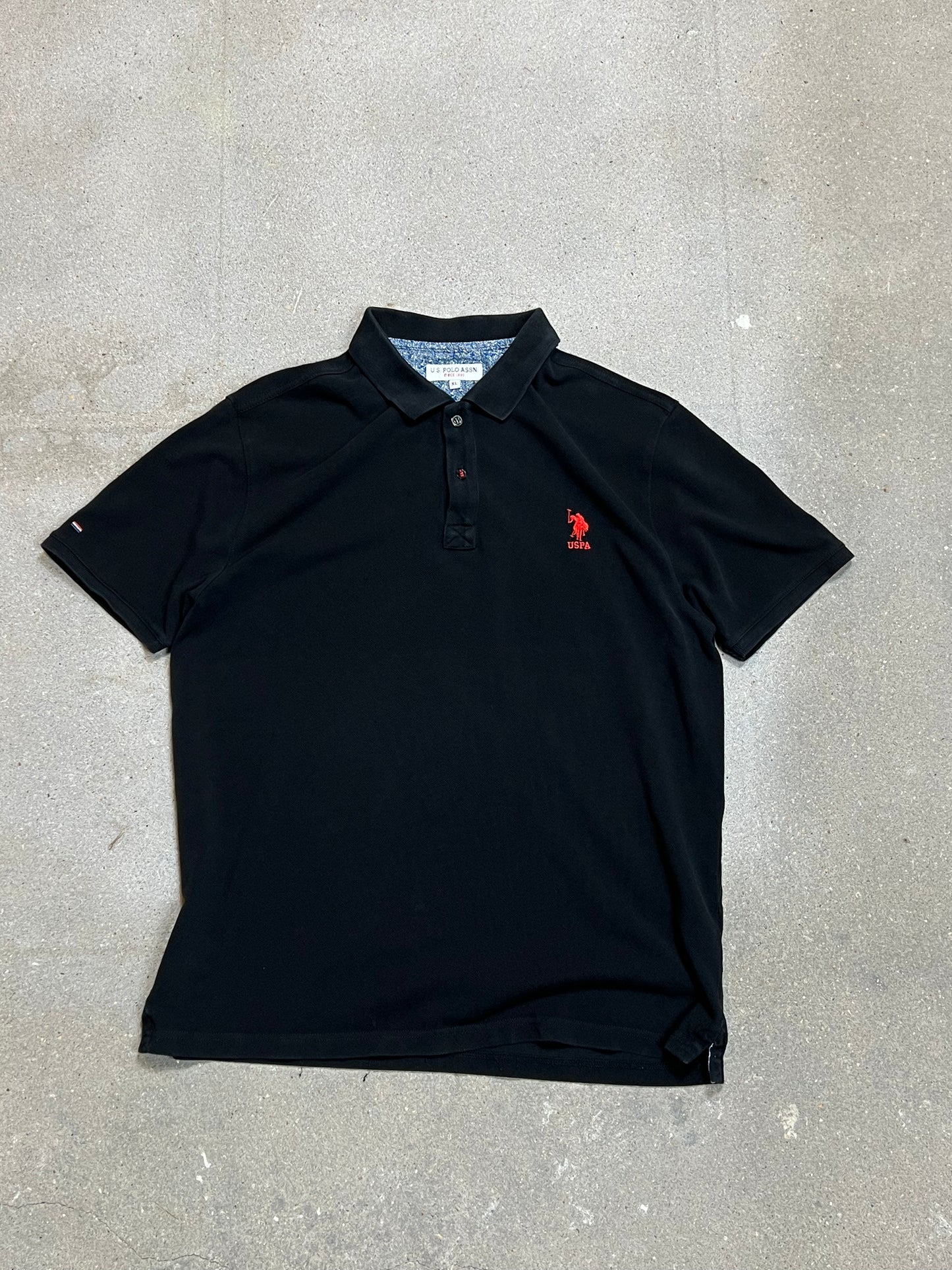 SCHWARZES USPA US POLO ASSN SLIM FIT PIQUE POLO (XL)