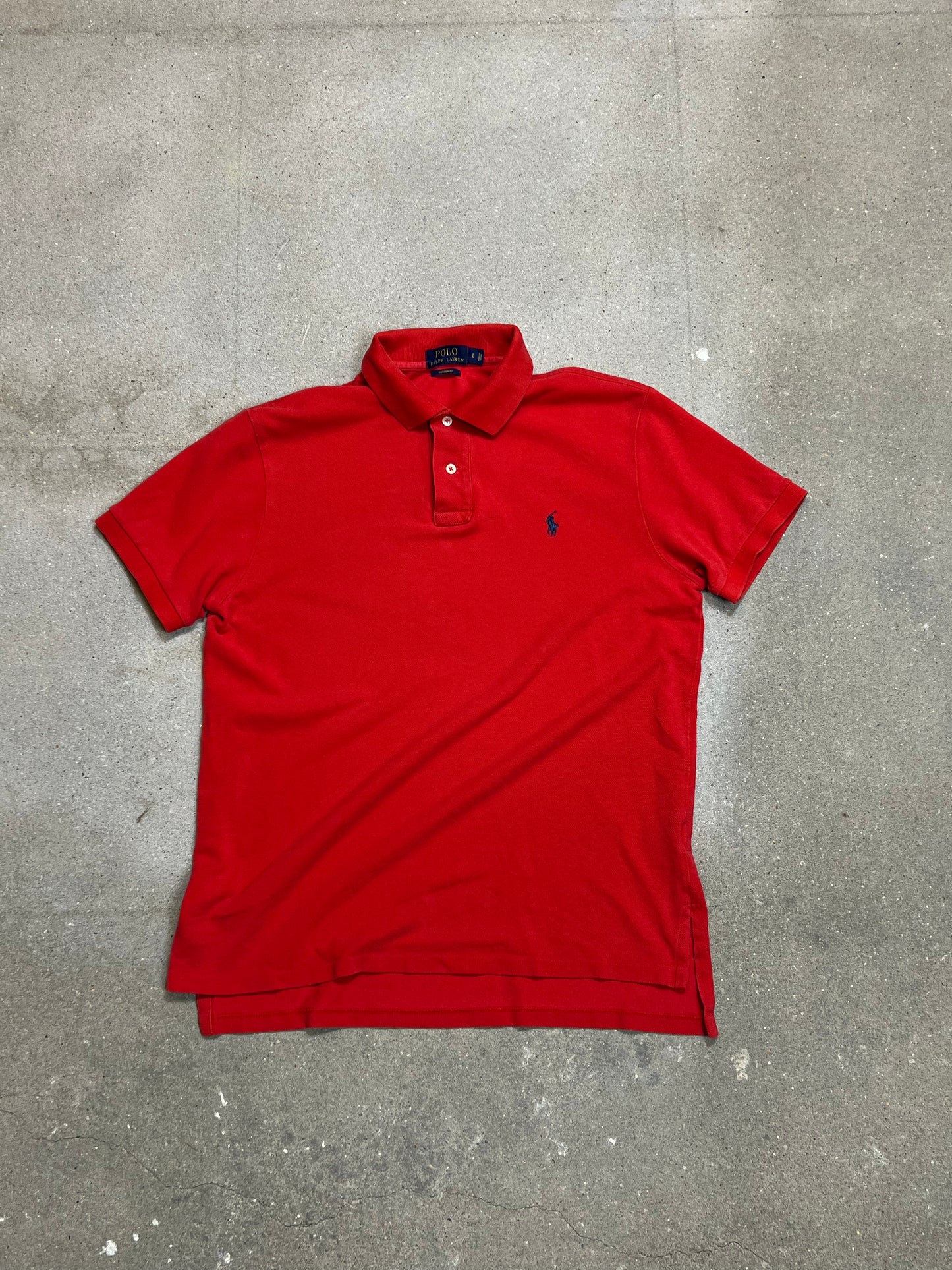 RED RALPH LAUREN CUSTOM FIT PIQUE POLO (LARGE)