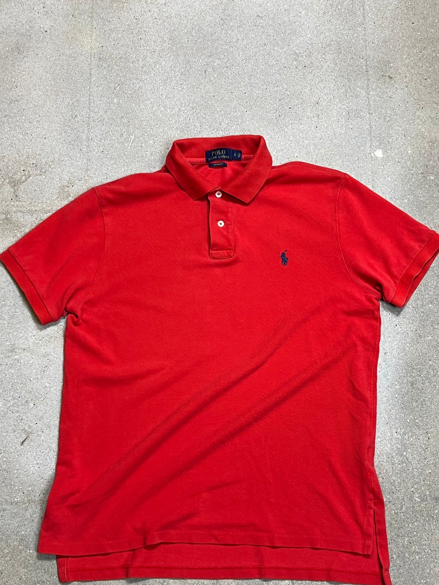 RED RALPH LAUREN CUSTOM FIT PIQUE POLO (LARGE)