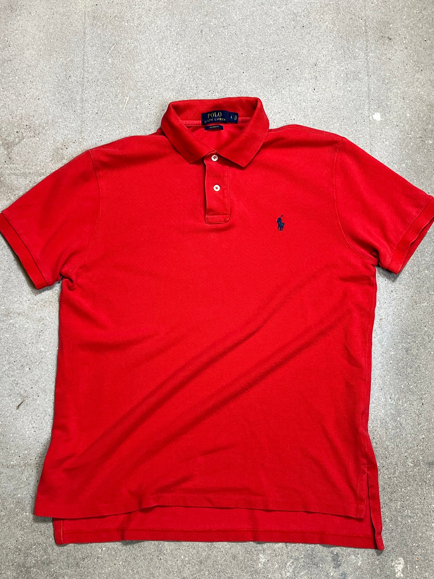 RED RALPH LAUREN CUSTOM FIT PIQUE POLO (LARGE)