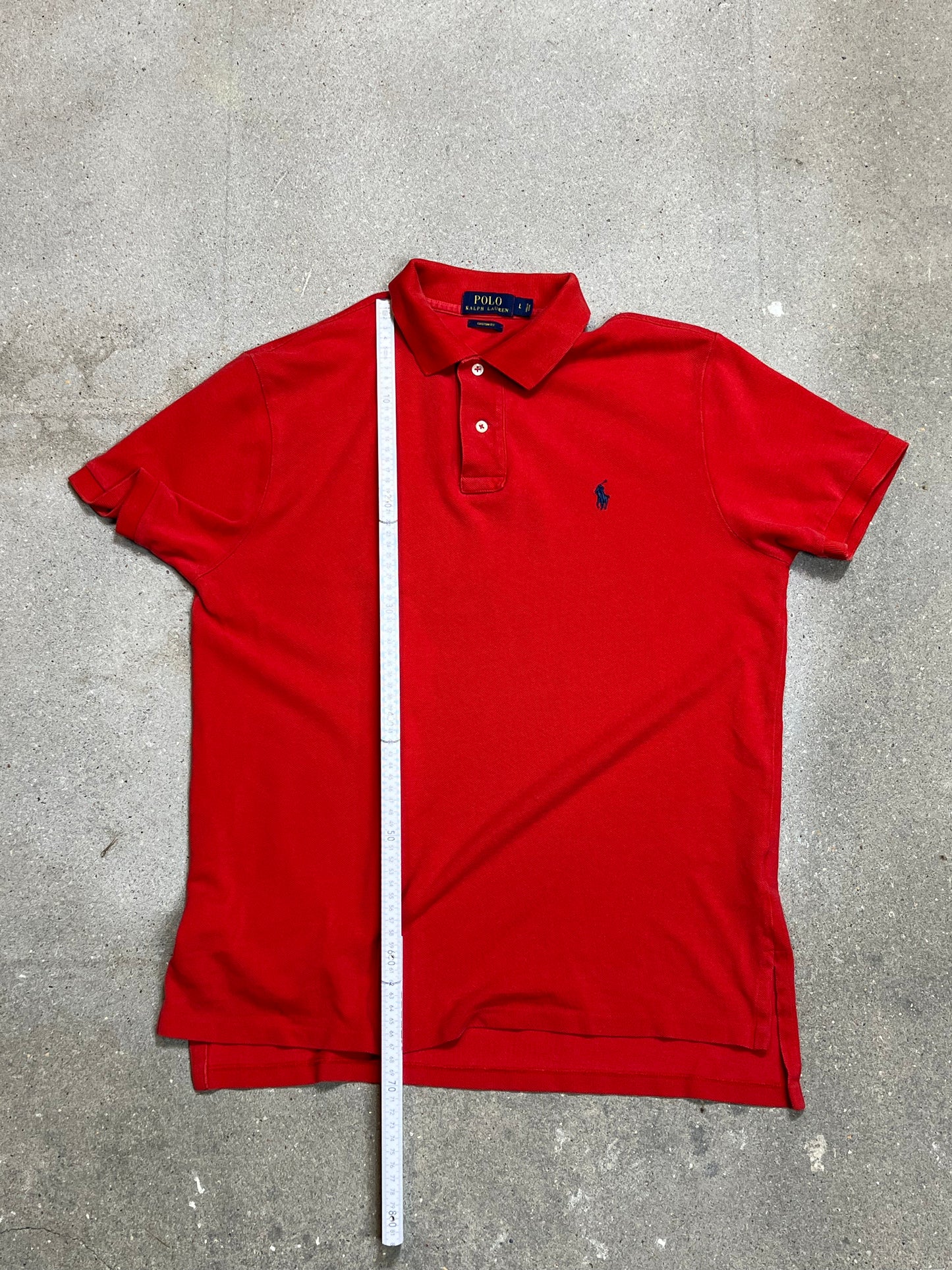 RED RALPH LAUREN CUSTOM FIT PIQUE POLO (LARGE)