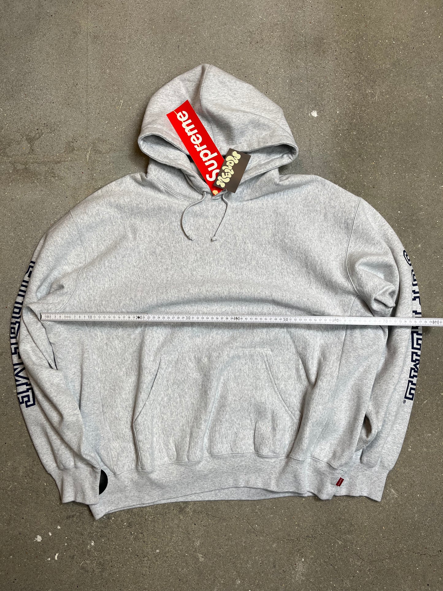 Heather Grey SUPREME ® Hoodie sleeve logo heavyweight (XL)