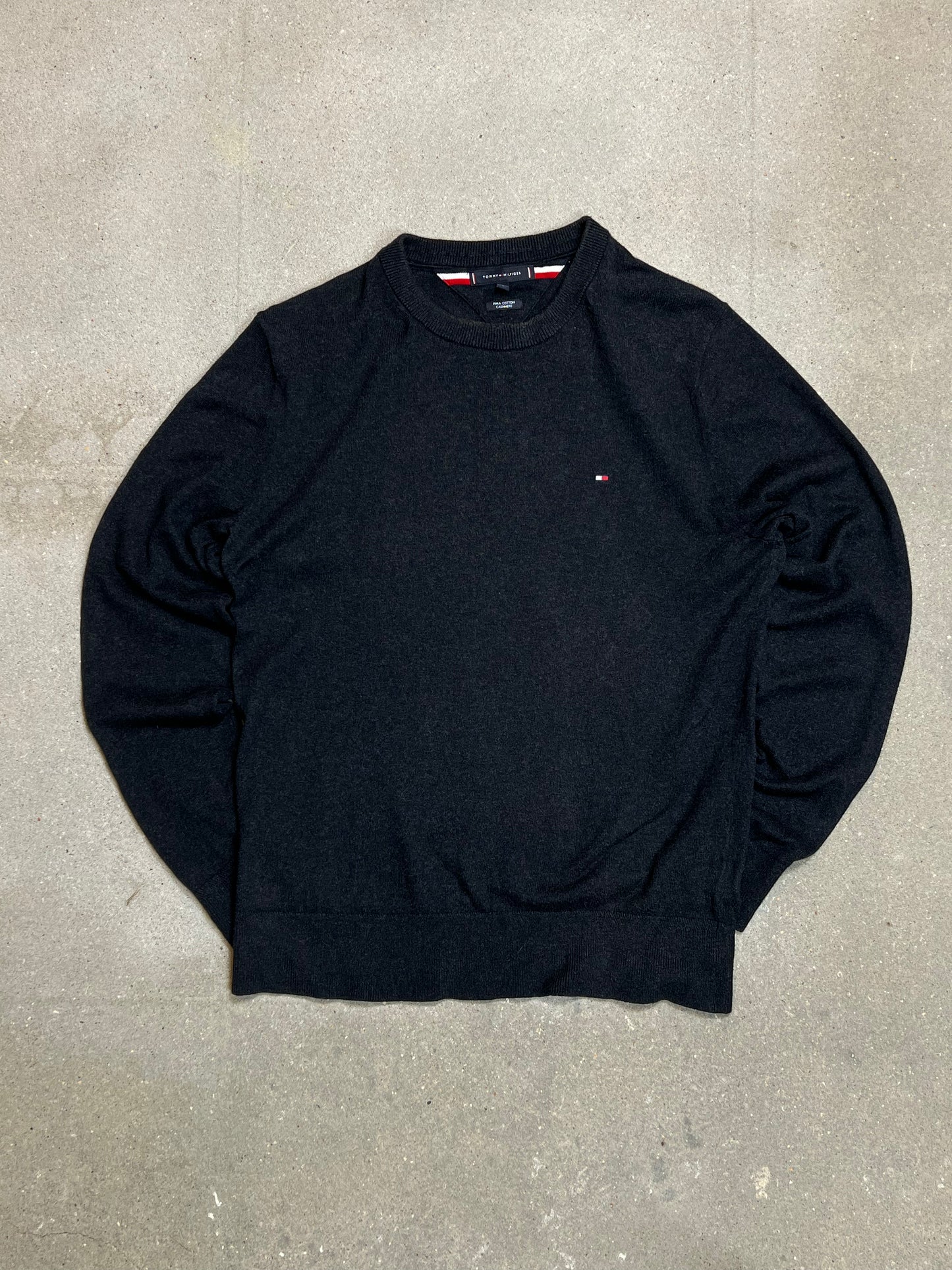 DK GREY VINTAGE TOMMY HILFIGER CASHMERE PIMA COTTON KNIT (LARGE)