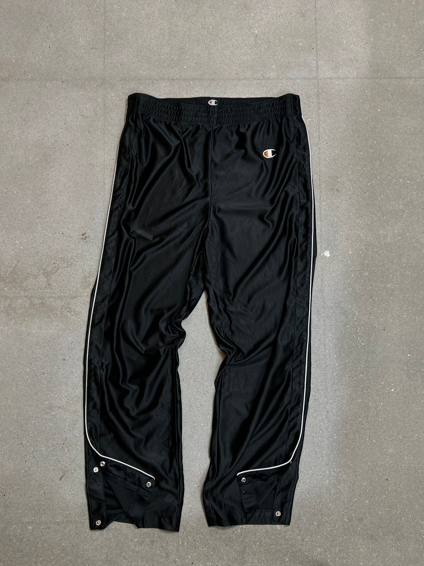 Black Vintage Champion Side Snap Pants Trackpants (SMALL)