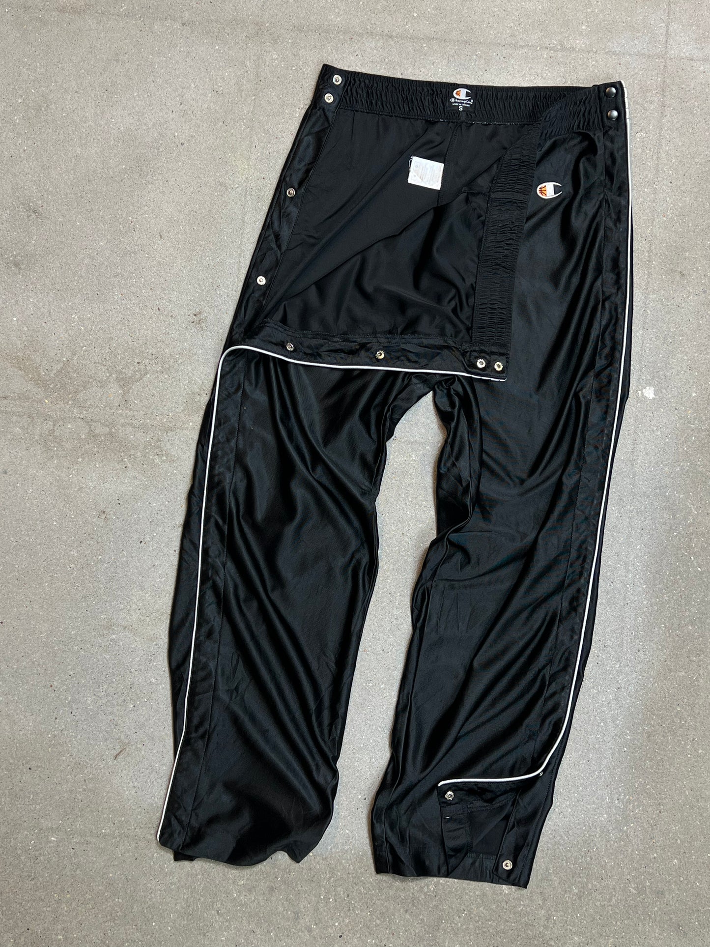 Black Vintage Champion Side Snap Pants Trackpants (SMALL)