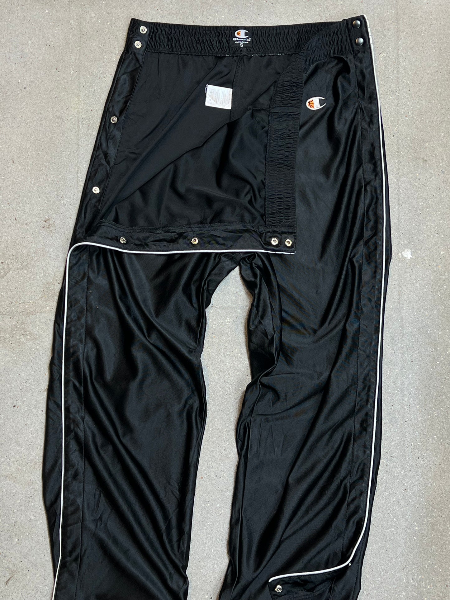 Black Vintage Champion Side Snap Pants Trackpants (SMALL)