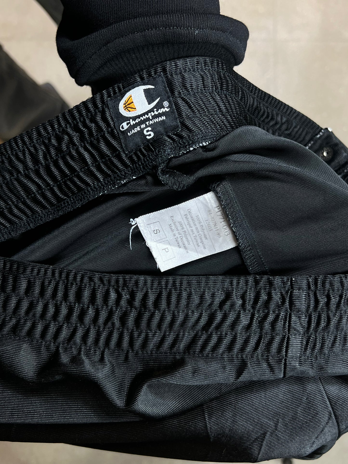 Black Vintage Champion Side Snap Pants Trackpants (SMALL)