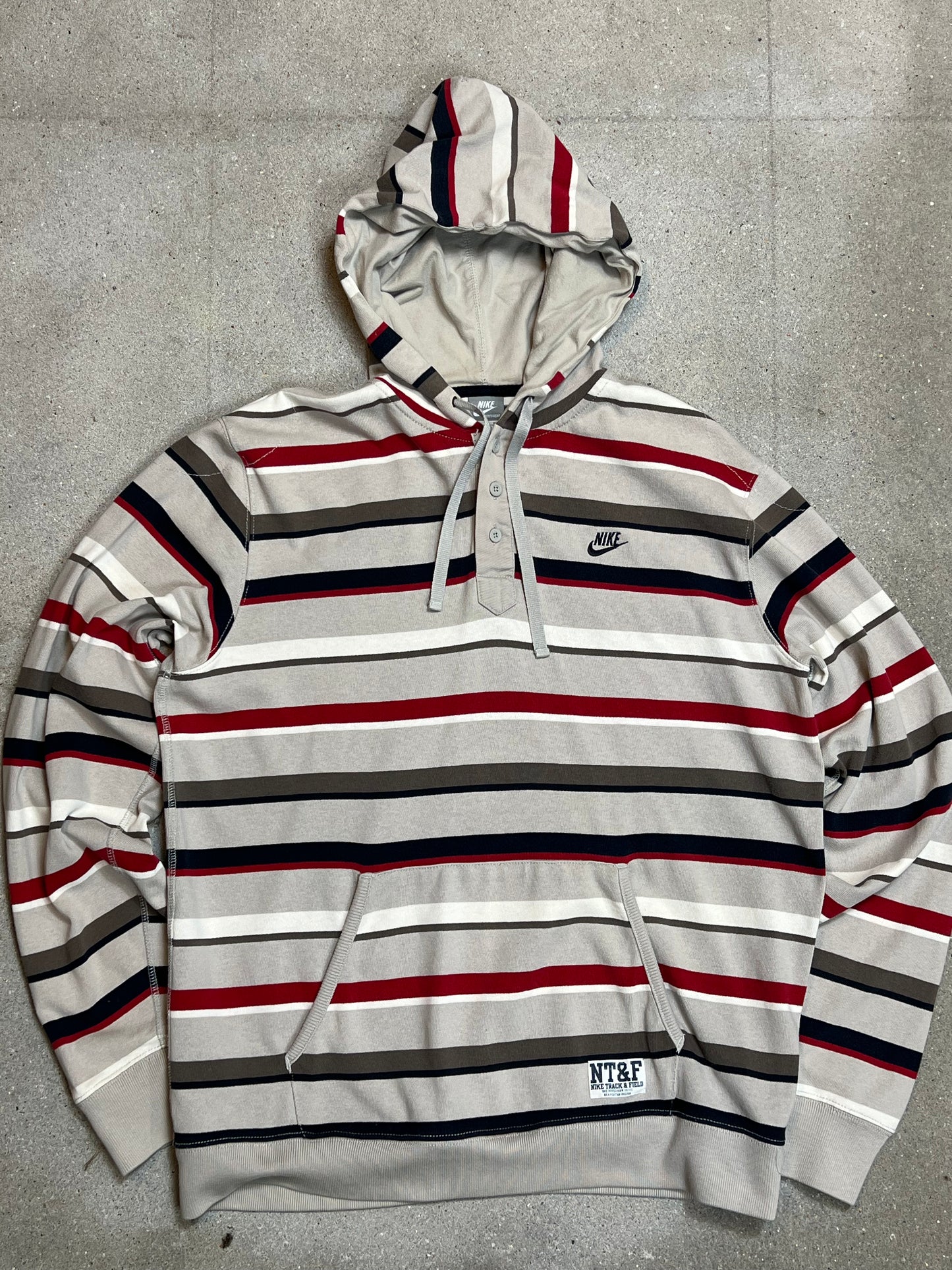 Y2K 00s VINTAGE NIKE STRIPED TRACK & FIELD HOODIE (LARGE)