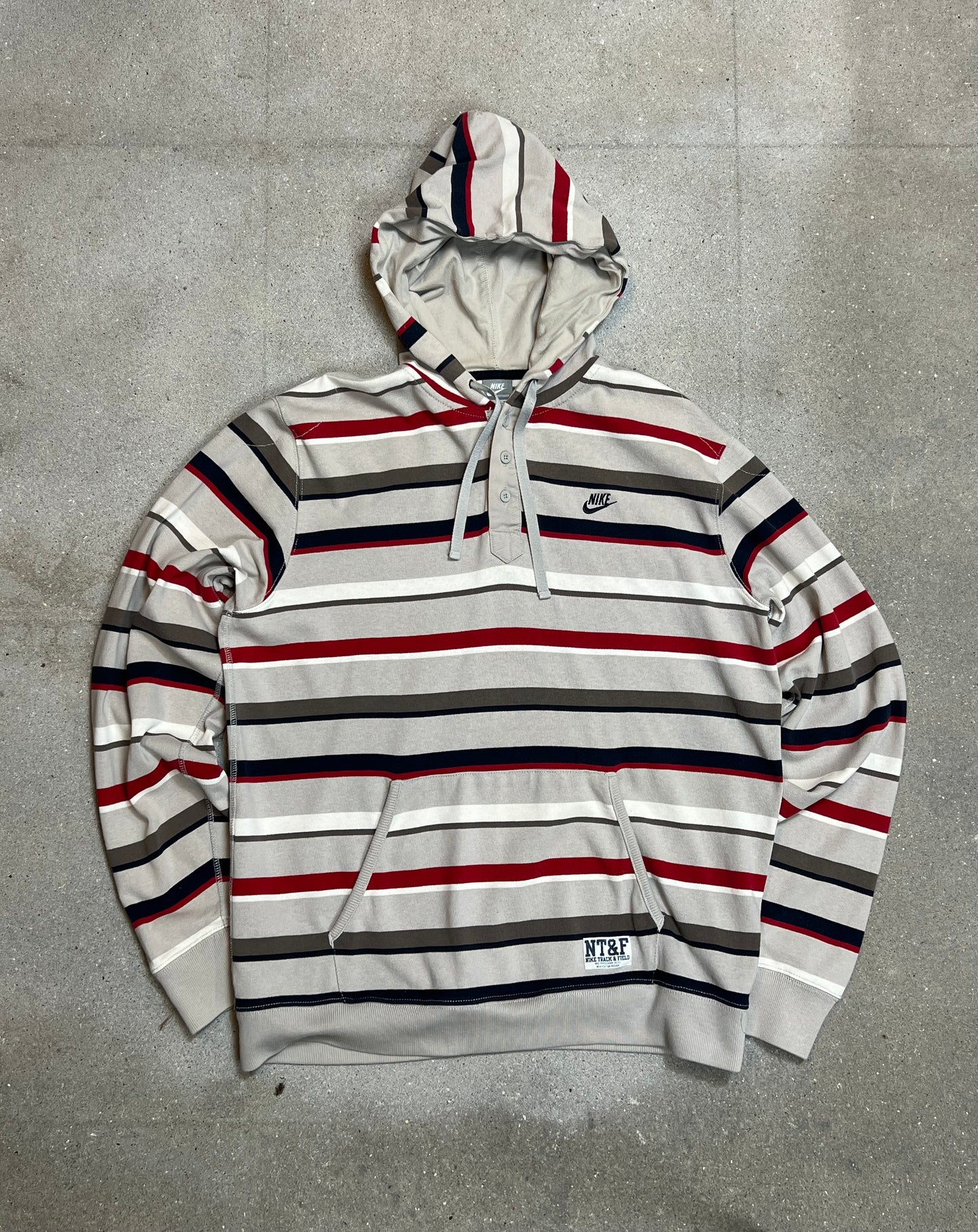 Y2K 00s VINTAGE NIKE STRIPED TRACK & FIELD HOODIE (LARGE)