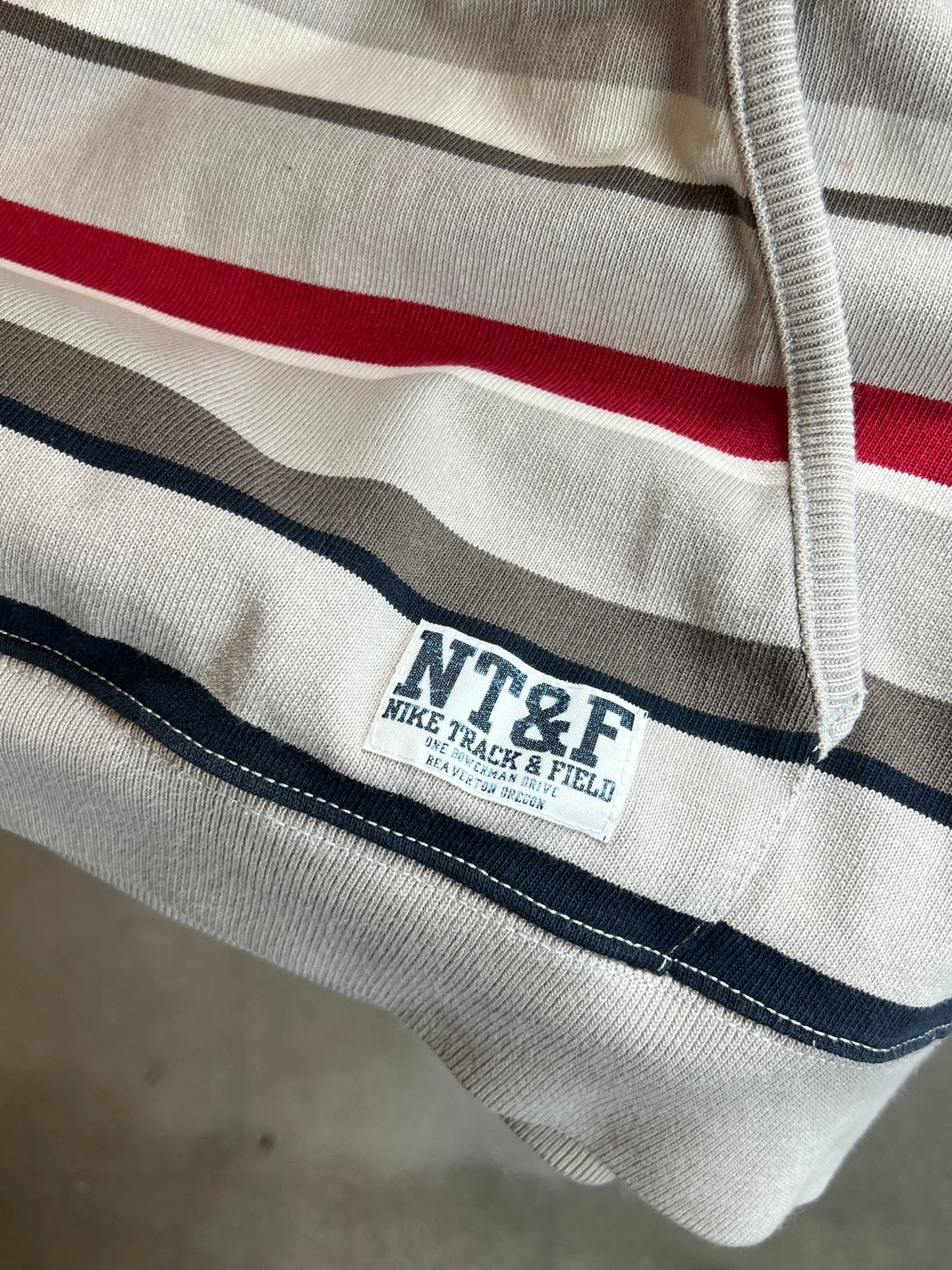 Y2K 00s VINTAGE NIKE STRIPED TRACK & FIELD HOODIE (LARGE)