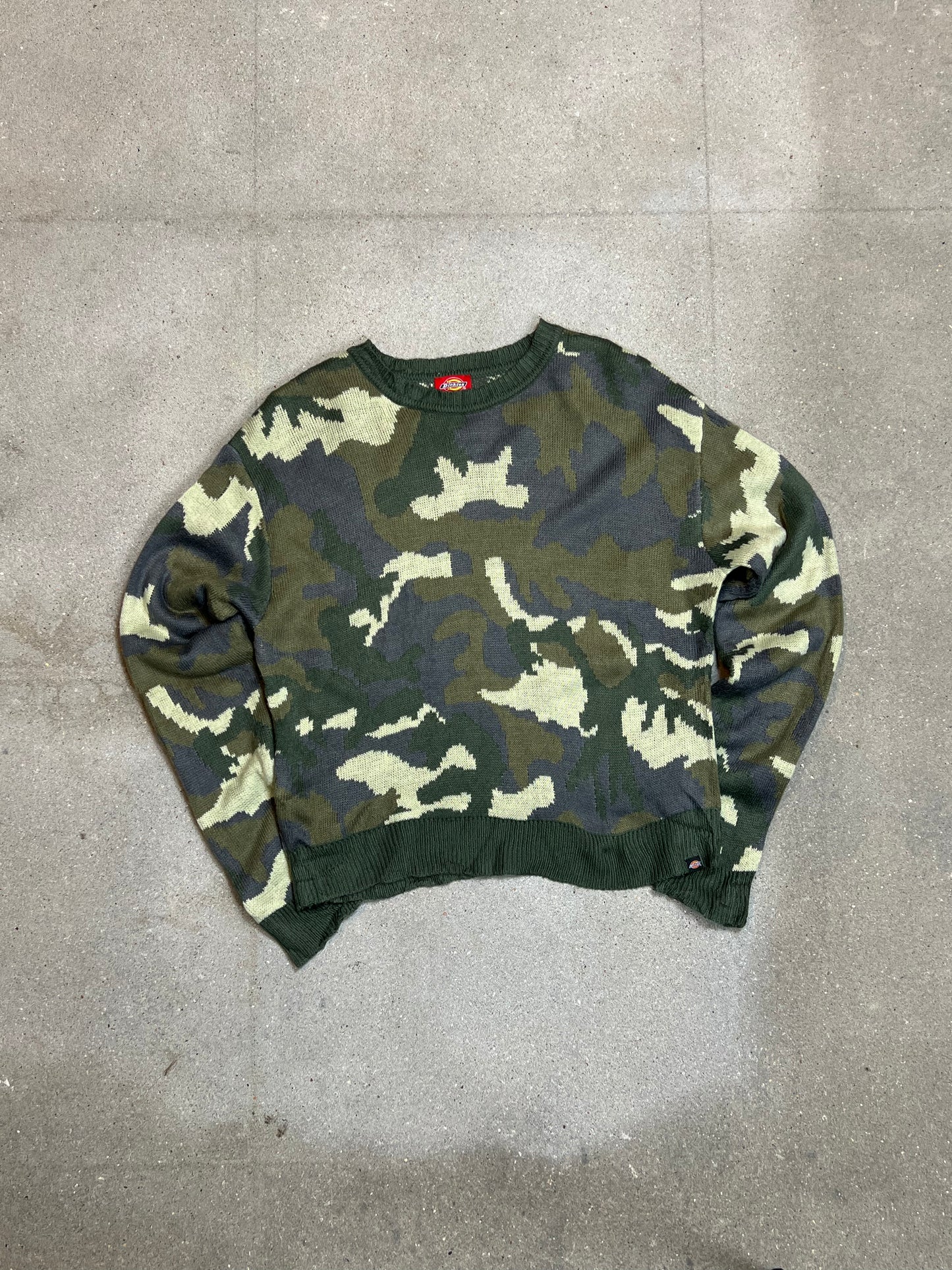 VINTAGE DICKIES CAMOUFLAGE KNIT SWEATSHIRT (MEDIUM) (WOMENS)