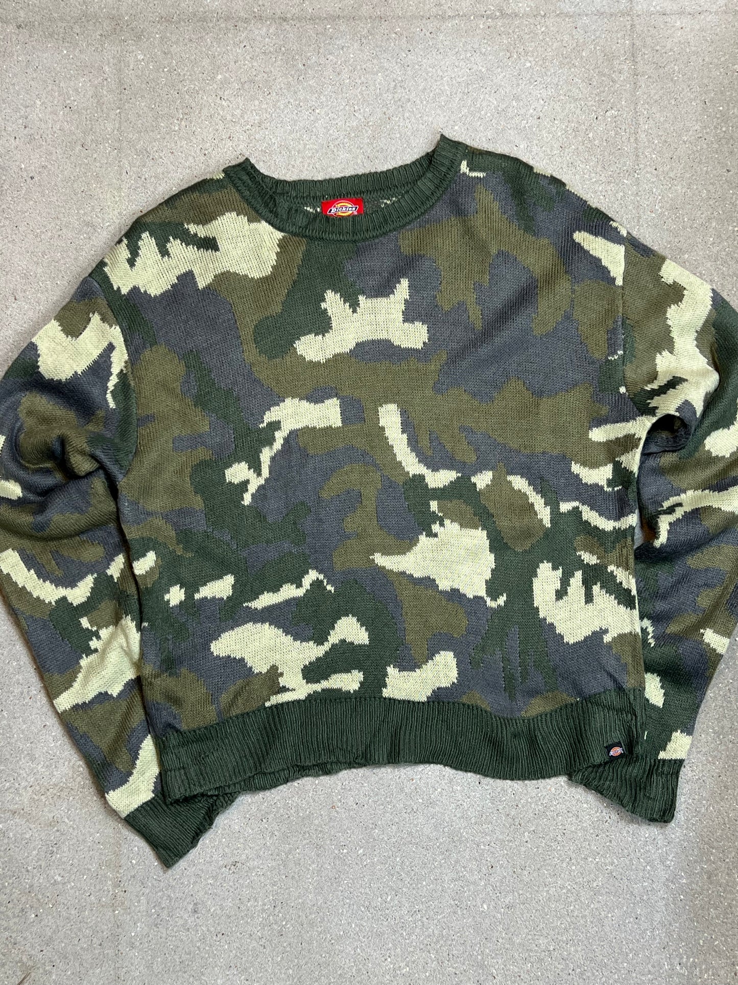 VINTAGE DICKIES CAMOUFLAGE KNIT SWEATSHIRT (MEDIUM) (WOMENS)