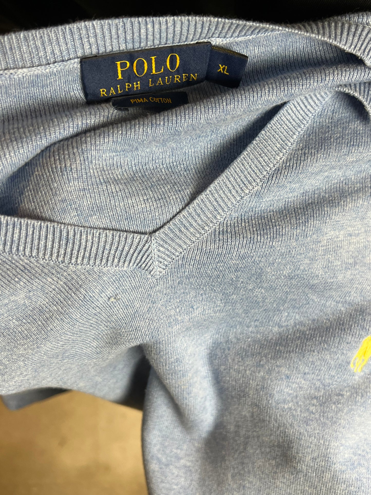 LT BLAUER VINTAGE RALPH LAUREN PIMA-BAUMWOLLSTRICK (XL)
