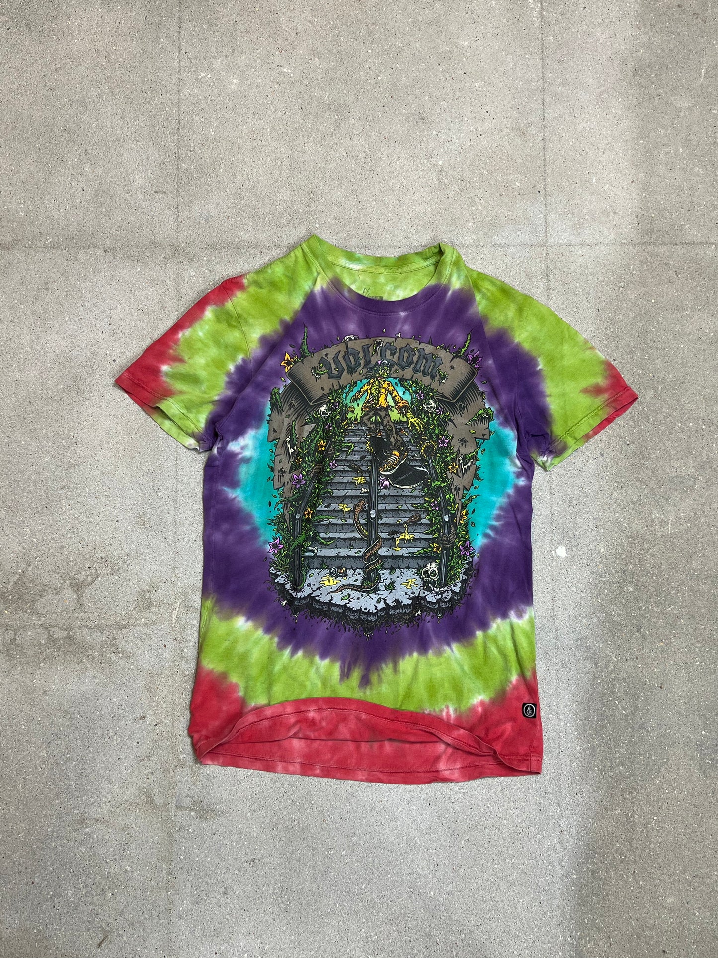 VINTAGE VOLCOM x JAIME BROWNE FRONT PRINT TEE SLIM FIT (SMALL)