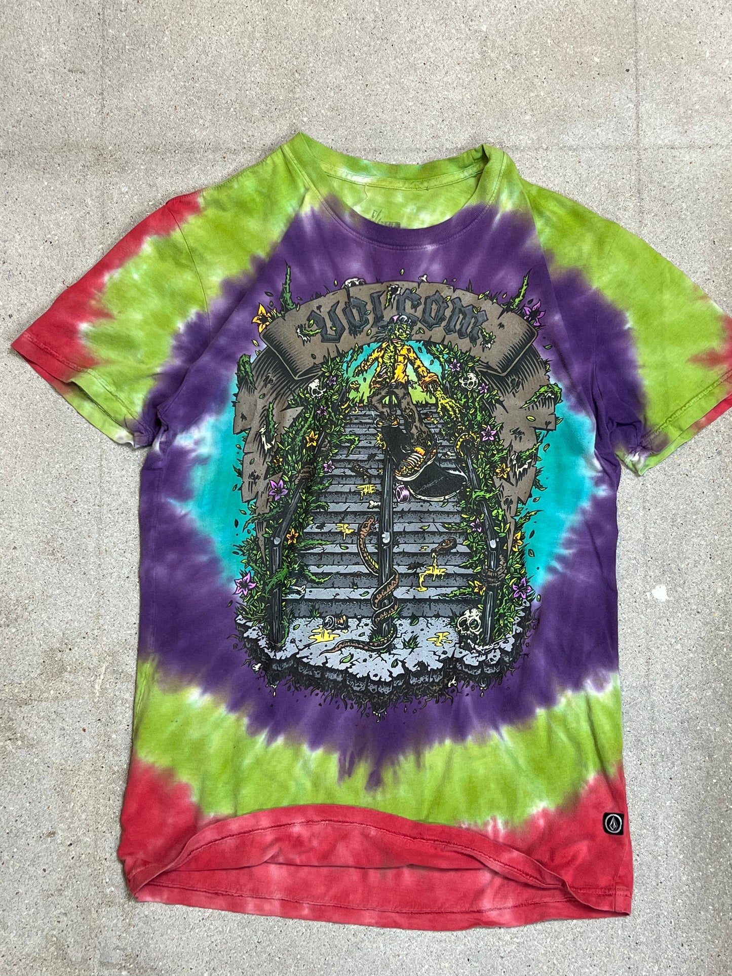 VINTAGE VOLCOM x JAIME BROWNE FRONT PRINT TEE SLIM FIT (SMALL)