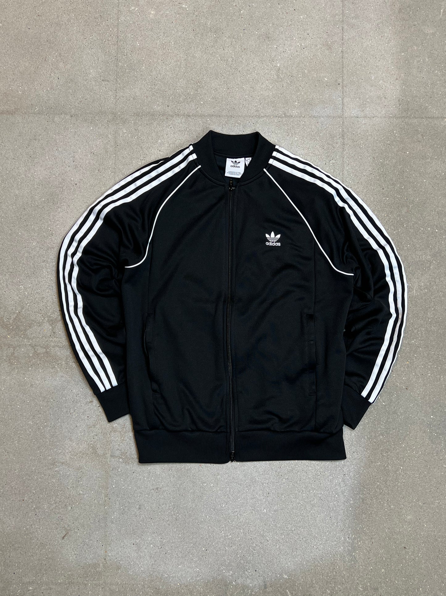 BLACK VINTAGE ADIDAS ZIP TRACK JACKET (XL)
