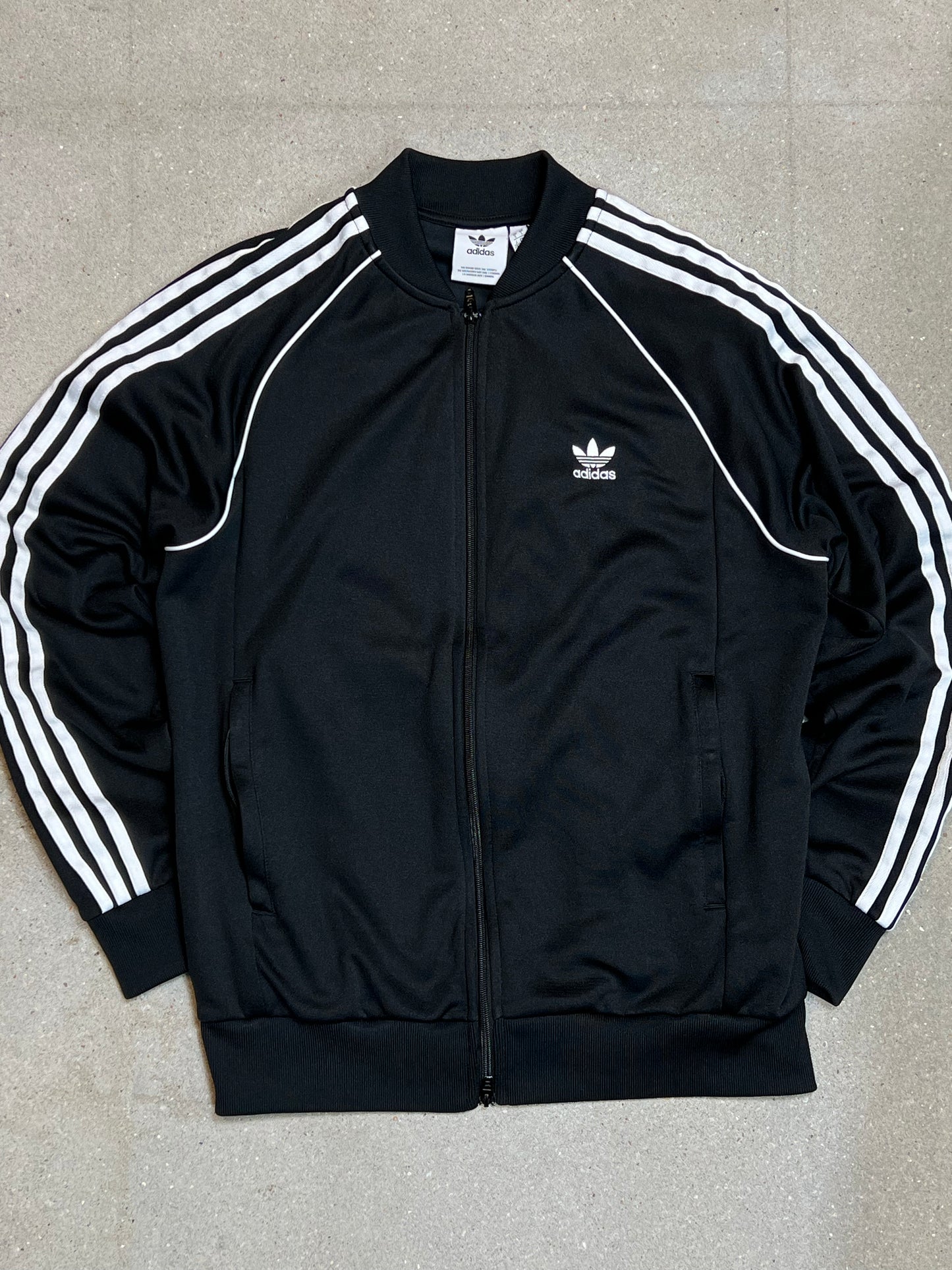BLACK VINTAGE ADIDAS ZIP TRACK JACKET (XL)