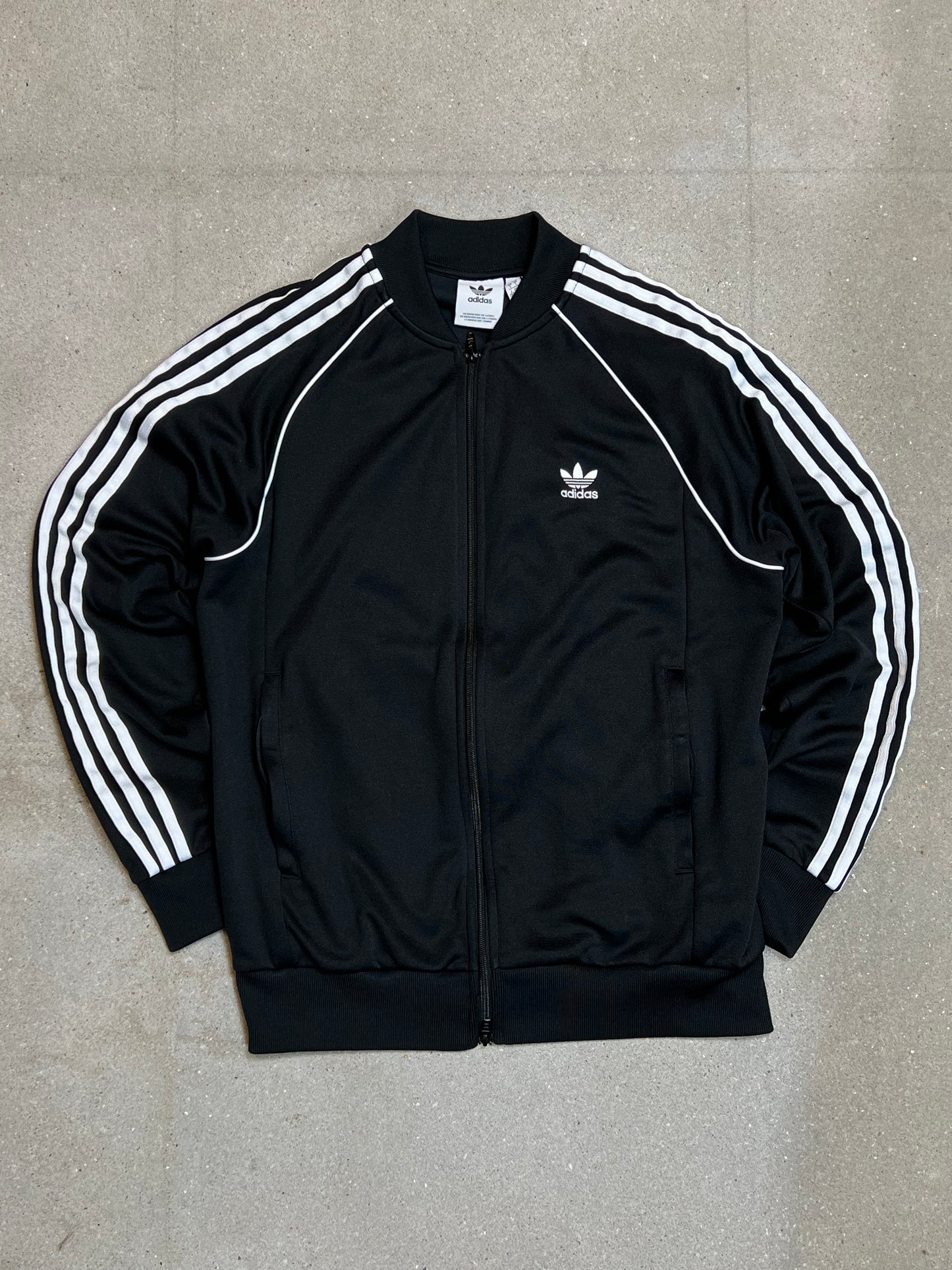 BLACK VINTAGE ADIDAS ZIP TRACK JACKET (XL)