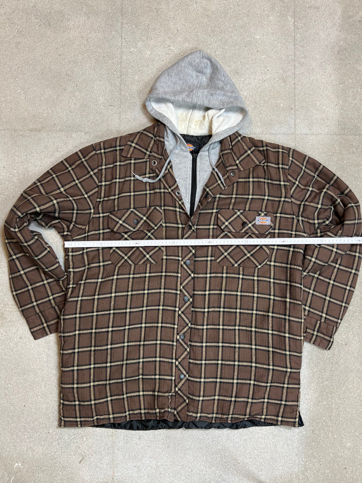 CHECKED BLACK BROWN VINTAGE DICKIES PADDED WORK JACKET (XLARGE)