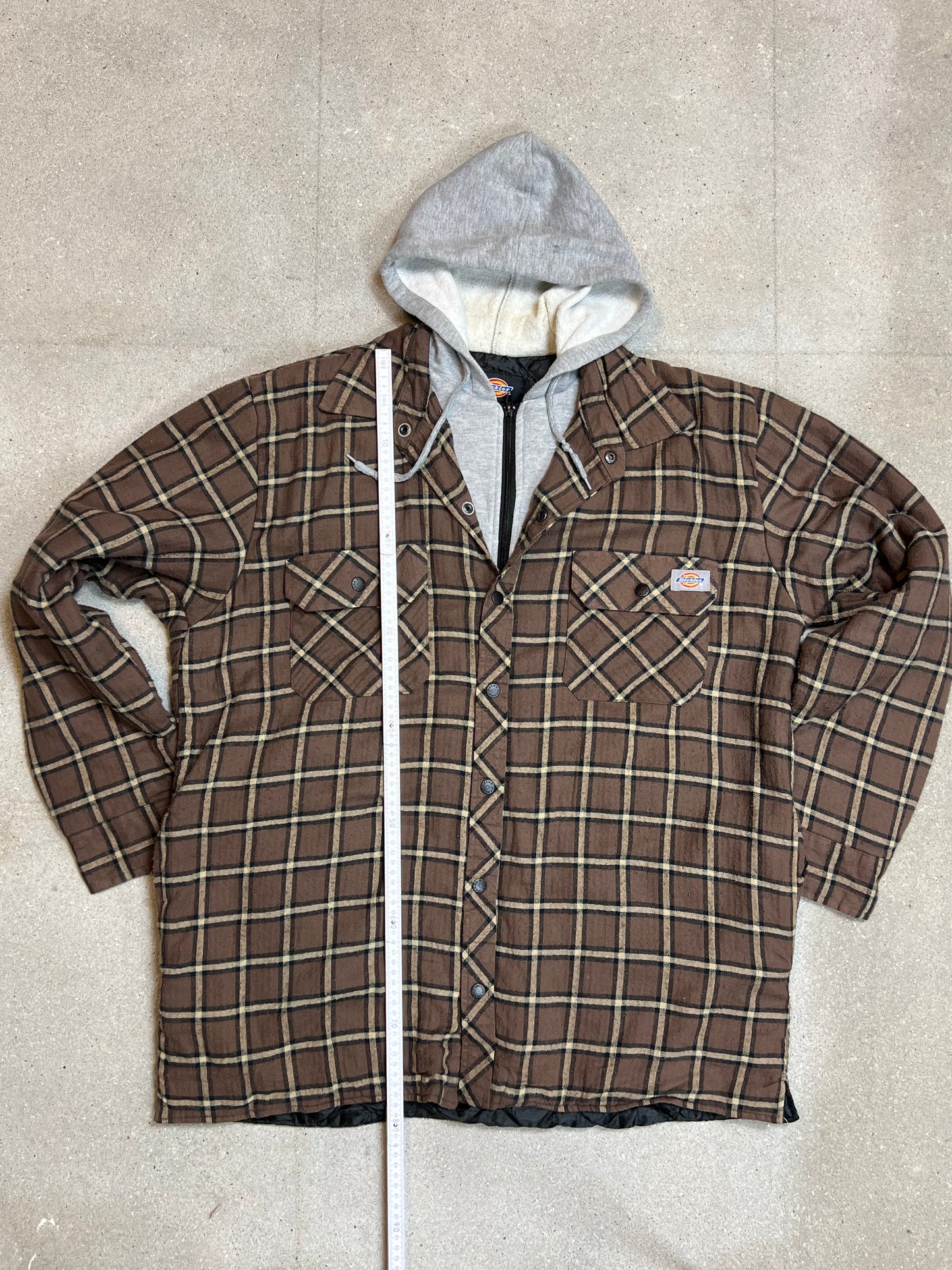 CHECKED BLACK BROWN VINTAGE DICKIES PADDED WORK JACKET (XLARGE)