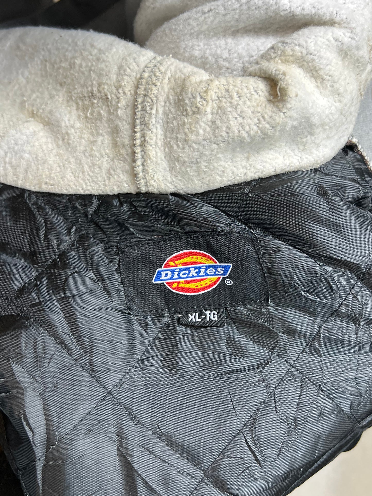 CHECKED BLACK BROWN VINTAGE DICKIES PADDED WORK JACKET (XLARGE)