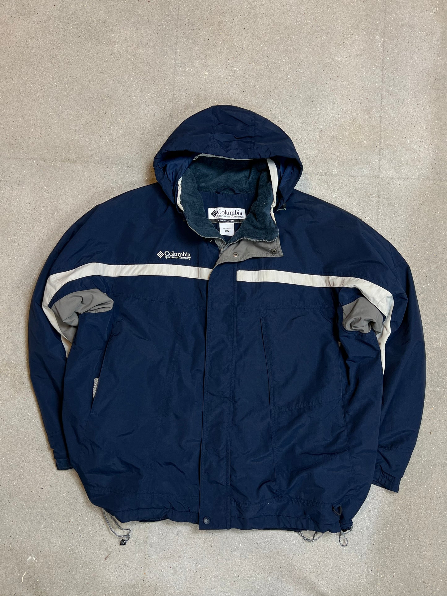 NAVY COLUMBIA PADDED FLEECE WINDSTOPPER SKI JACKET (XXLARGE)