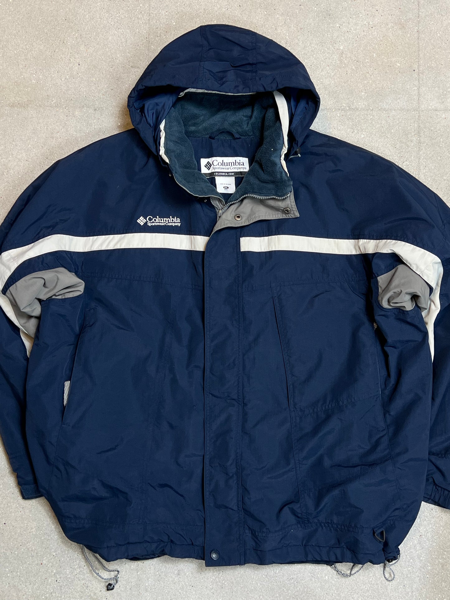 NAVY COLUMBIA PADDED FLEECE WINDSTOPPER SKI JACKET (XXLARGE)
