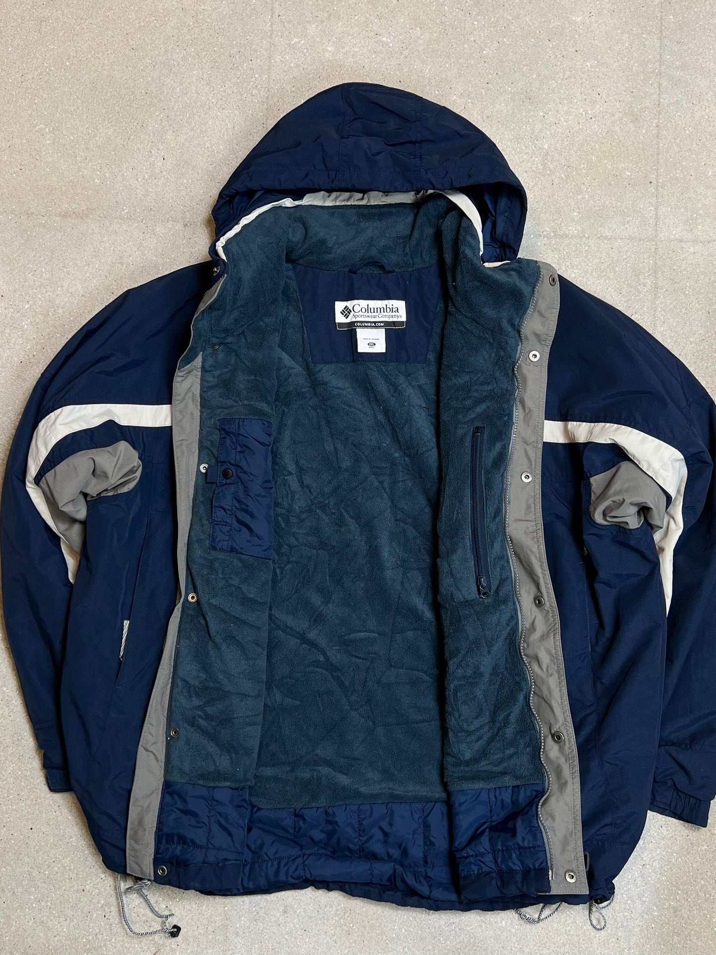 NAVY COLUMBIA PADDED FLEECE WINDSTOPPER SKI JACKET (XXLARGE)