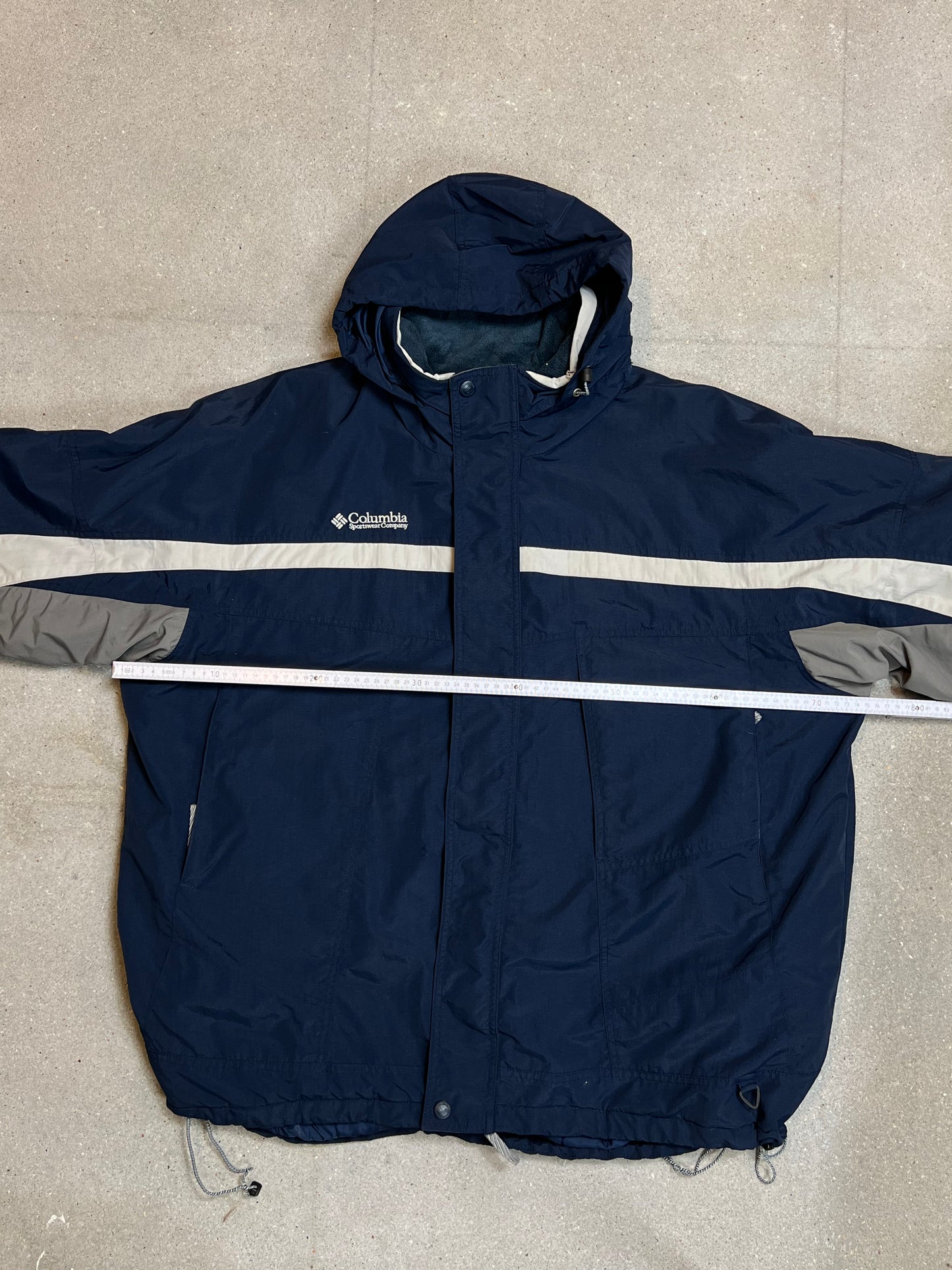 NAVY COLUMBIA PADDED FLEECE WINDSTOPPER SKI JACKET (XXLARGE)
