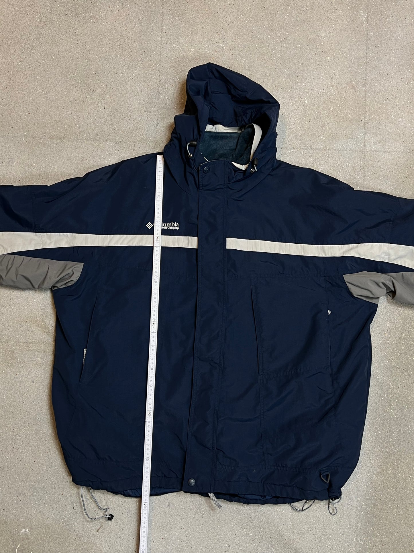 NAVY COLUMBIA PADDED FLEECE WINDSTOPPER SKI JACKET (XXLARGE)