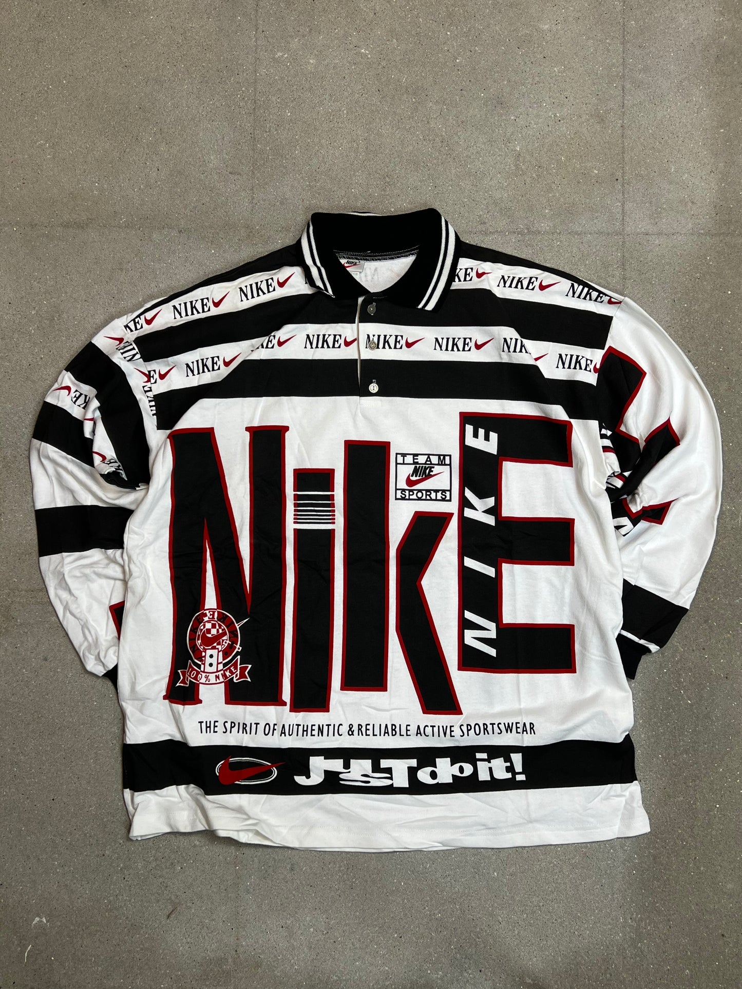 VINTAGE 90s NIKE LONGSLEEVE RUGBY PIQUE POLO SHIRT (XLARGE) (ONESIZE)