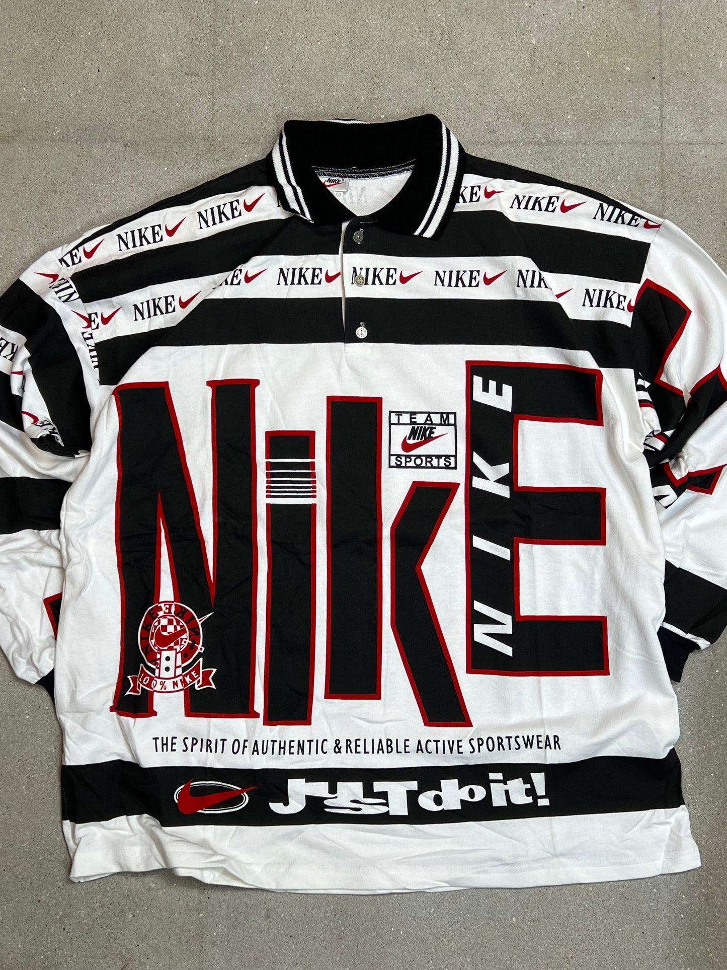 VINTAGE 90s NIKE LONGSLEEVE RUGBY PIQUE POLO SHIRT (XLARGE) (ONESIZE)