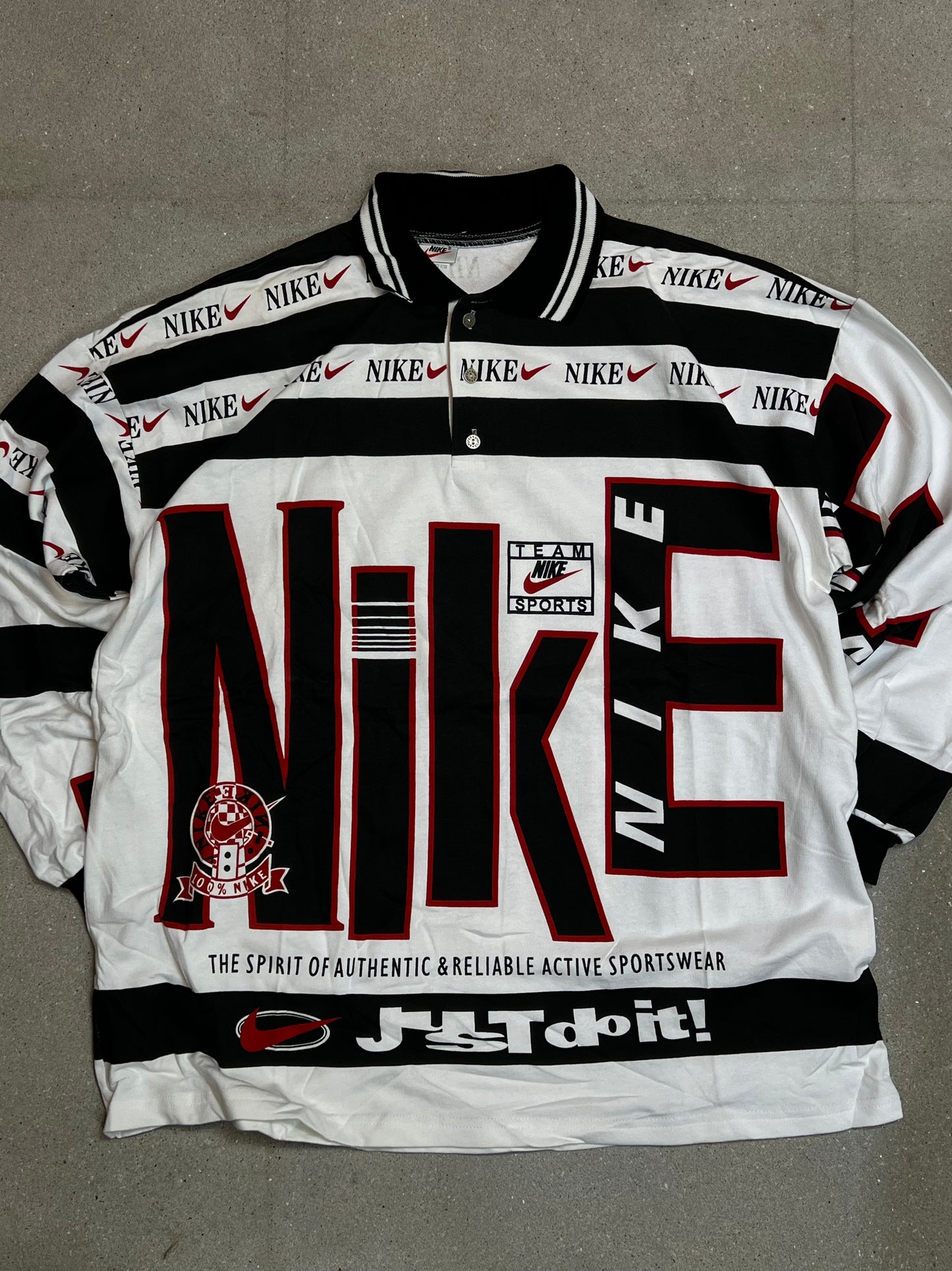 VINTAGE 90s NIKE LONGSLEEVE RUGBY PIQUE POLO SHIRT (XLARGE) (ONESIZE)