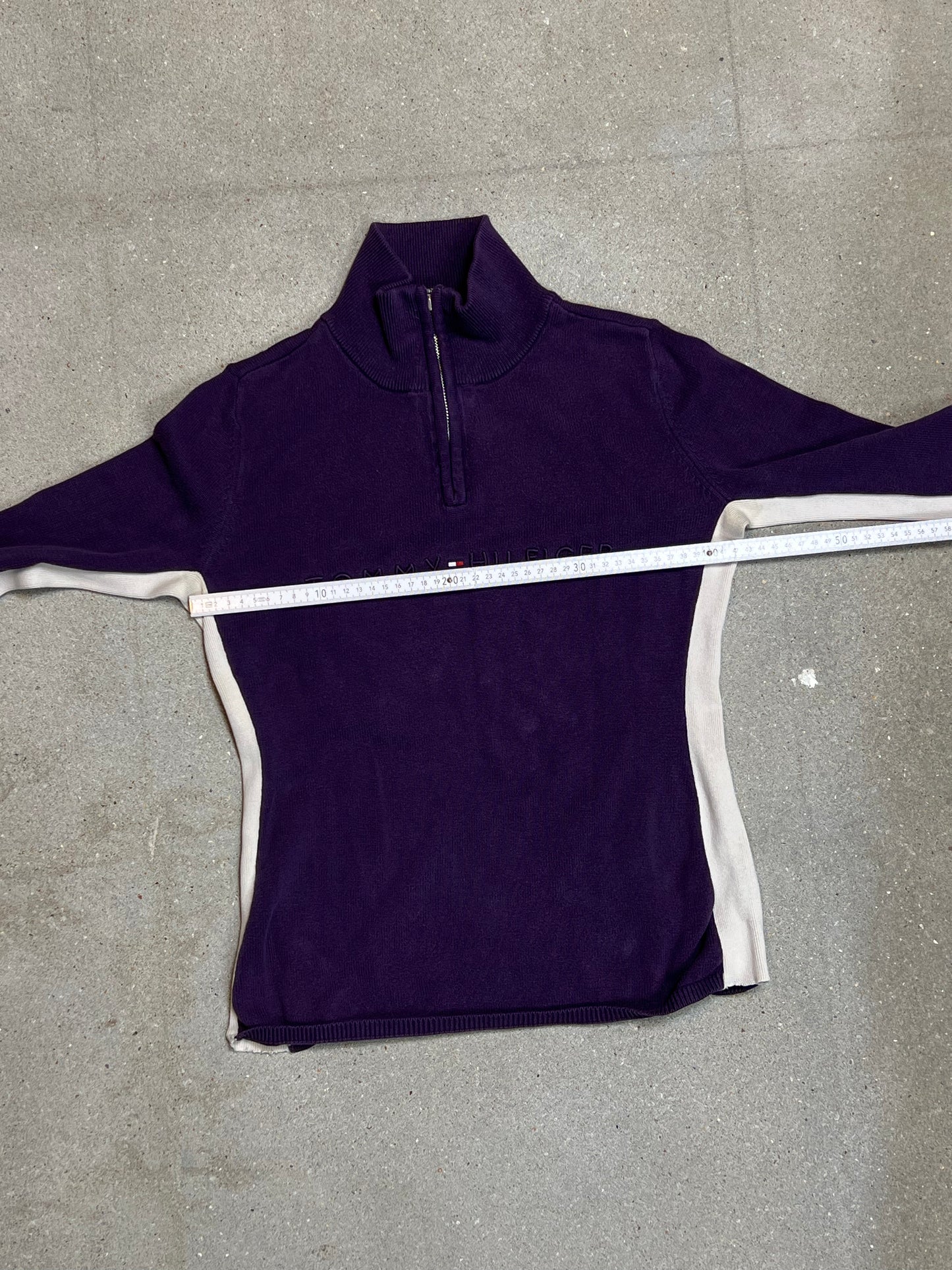 PURPLE VINTAGE TOMMY HILFIGER QUARTER ZIP COTTON KNIT (XXS)
