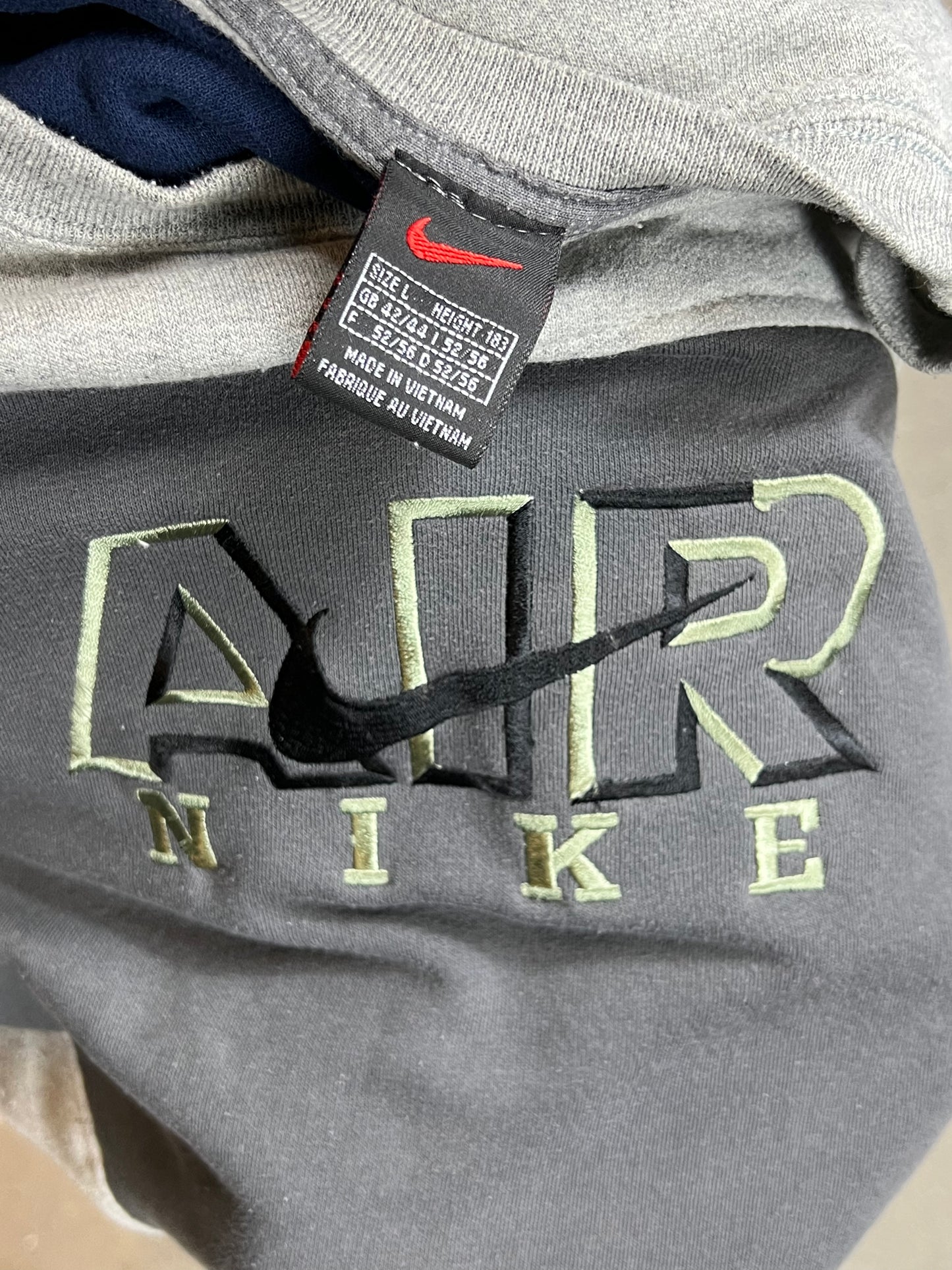 GRAUES VINTAGE-SWEATSHIRT NIKE AIR SPELLOUT REWORK (XXL)