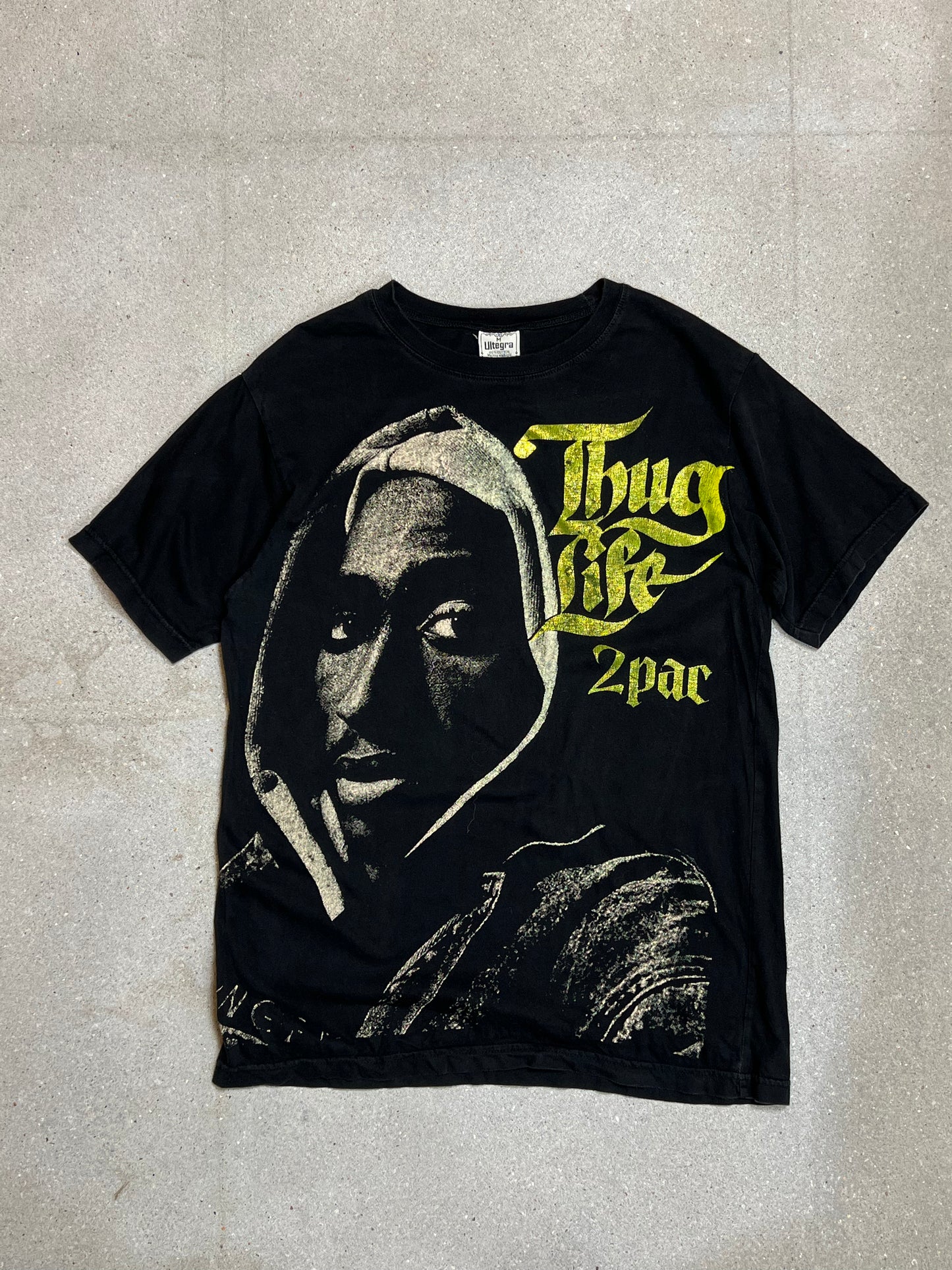 BLACK VINTAGE TUPAC 2PAC THUG LIFE T-SHIRT UNBRANDED ULTEGRA (MEDIUM)