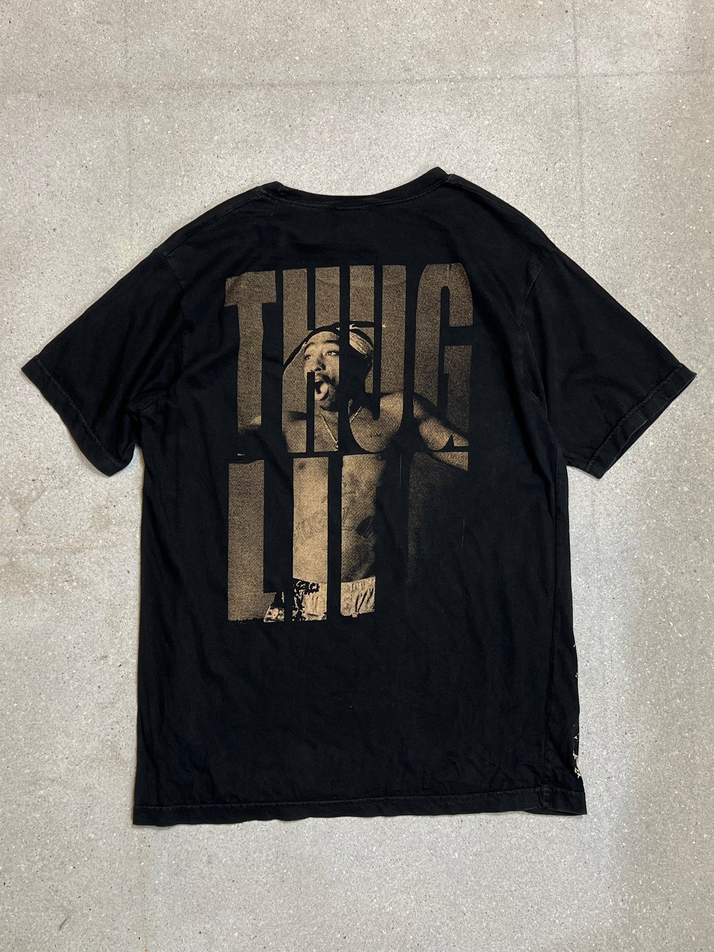 BLACK VINTAGE TUPAC 2PAC THUG LIFE T-SHIRT UNBRANDED ULTEGRA (MEDIUM)