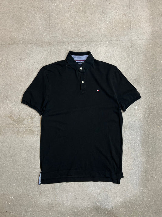 BLACK VINTAGE TOMMY HILFIGER PIQUE POLO (SMALL)