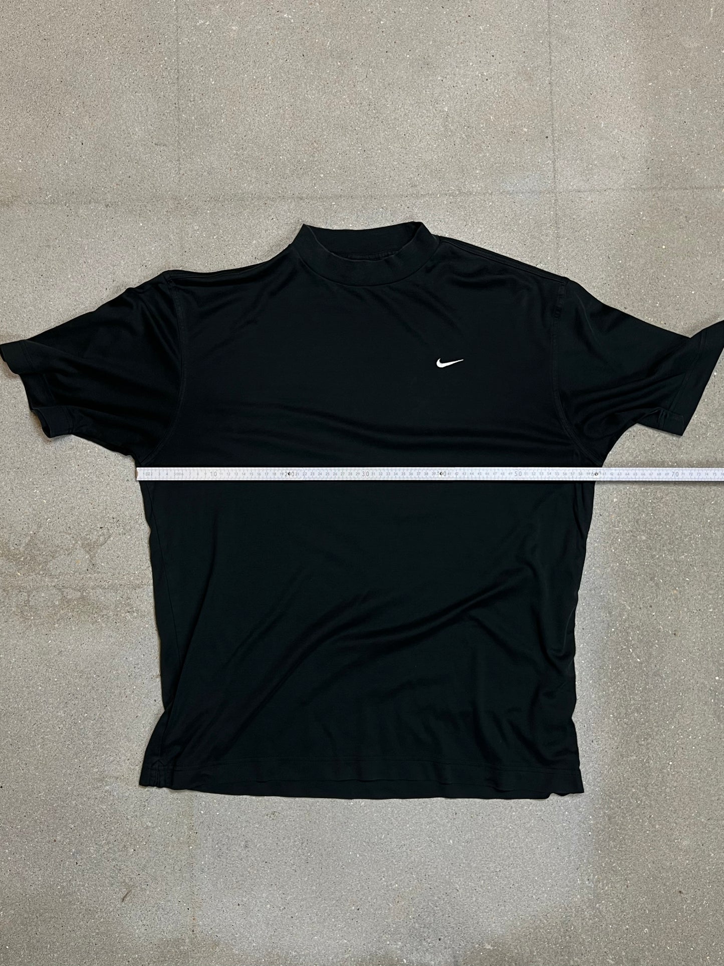 BLACK VINTAGE NIKE GOLF HIGH COLLAR DRI FIT T-SHIRT (LARGE)
