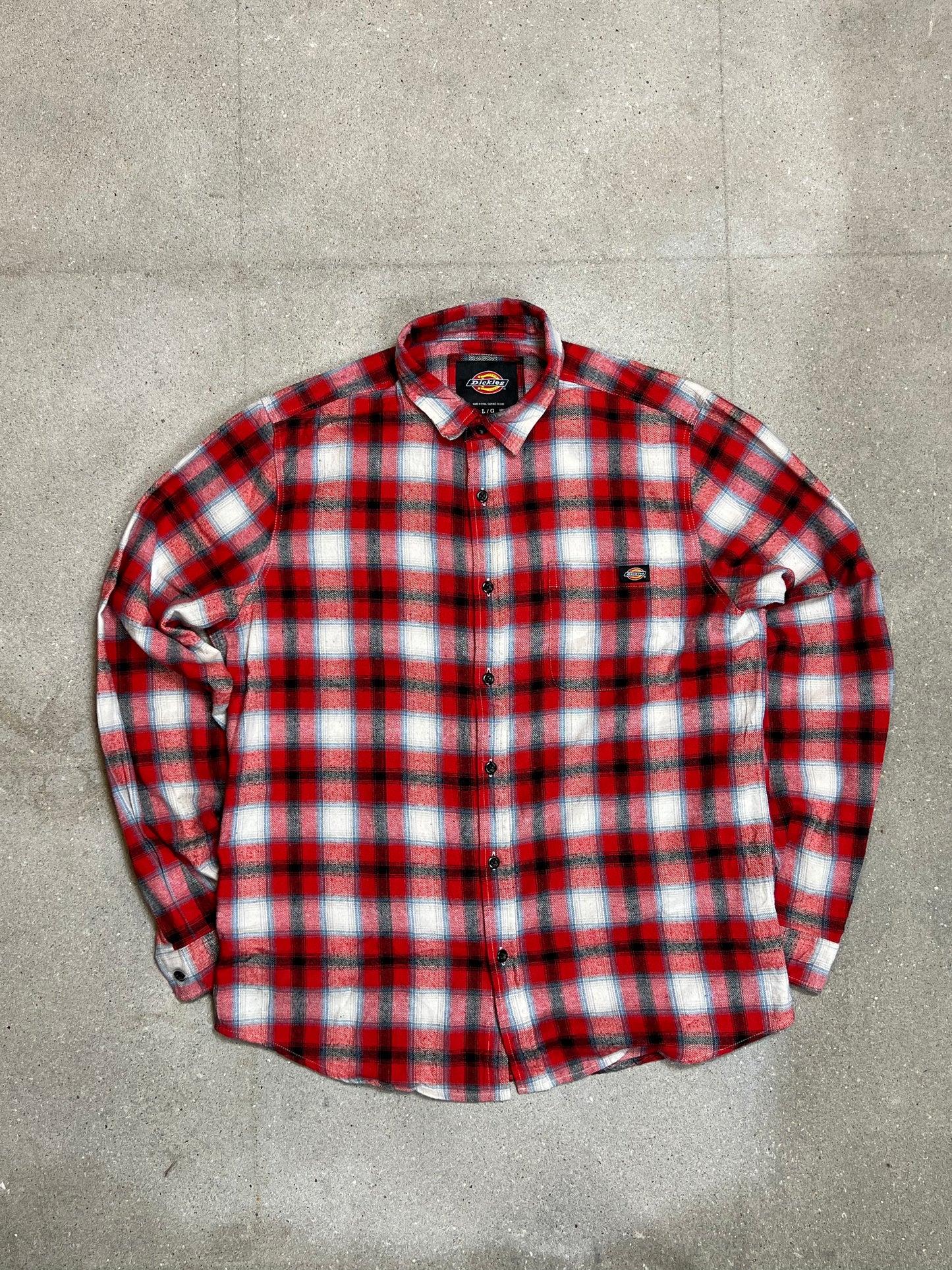 RED CHECKED VINTAGE DICKIES SHIRT (LARGE)