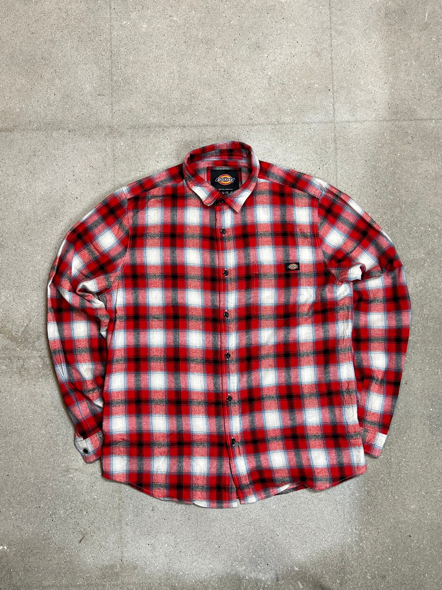 RED CHECKED VINTAGE DICKIES SHIRT (LARGE)