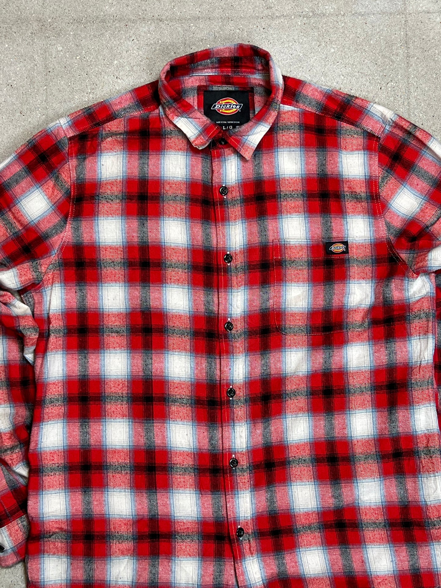 RED CHECKED VINTAGE DICKIES SHIRT (LARGE)
