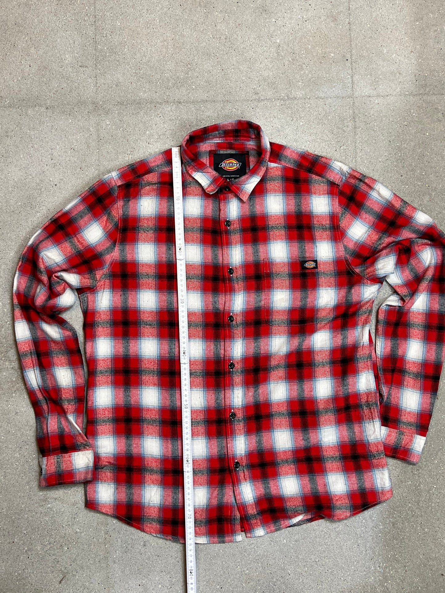 RED CHECKED VINTAGE DICKIES SHIRT (LARGE)