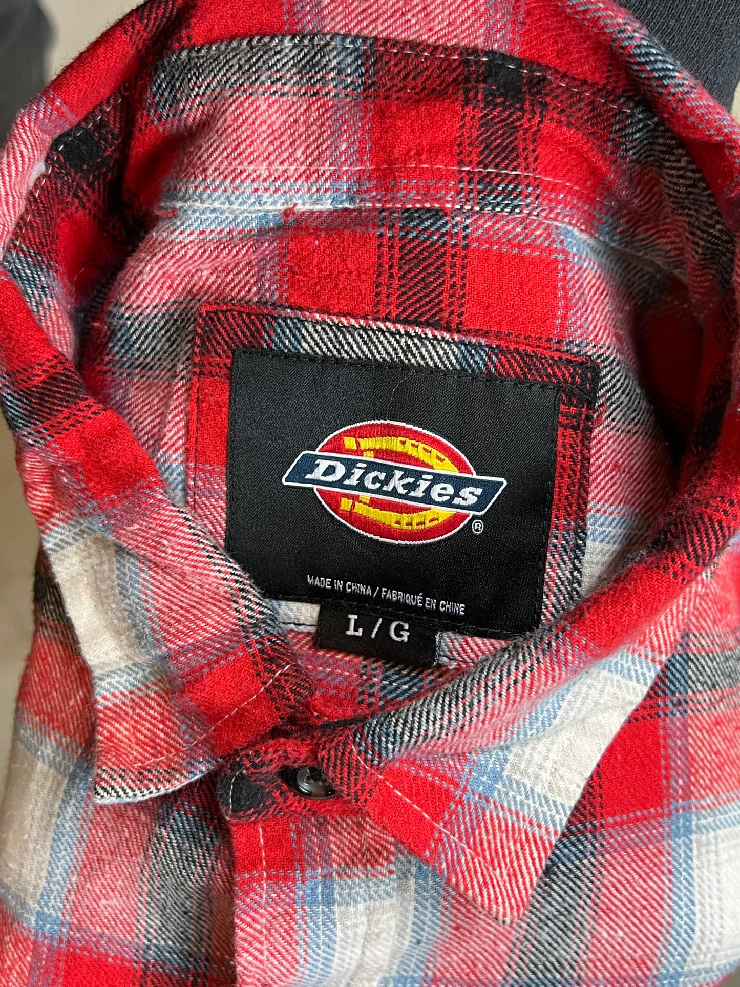 RED CHECKED VINTAGE DICKIES SHIRT (LARGE)