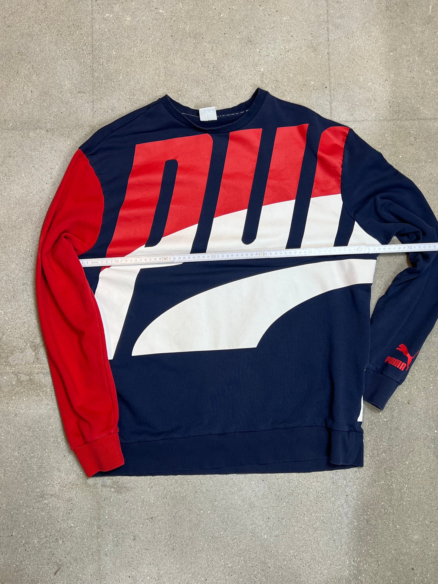NAVY RED VINTAGE BOLD PUMA PRINT SWEATSHIRT (XLARGE)