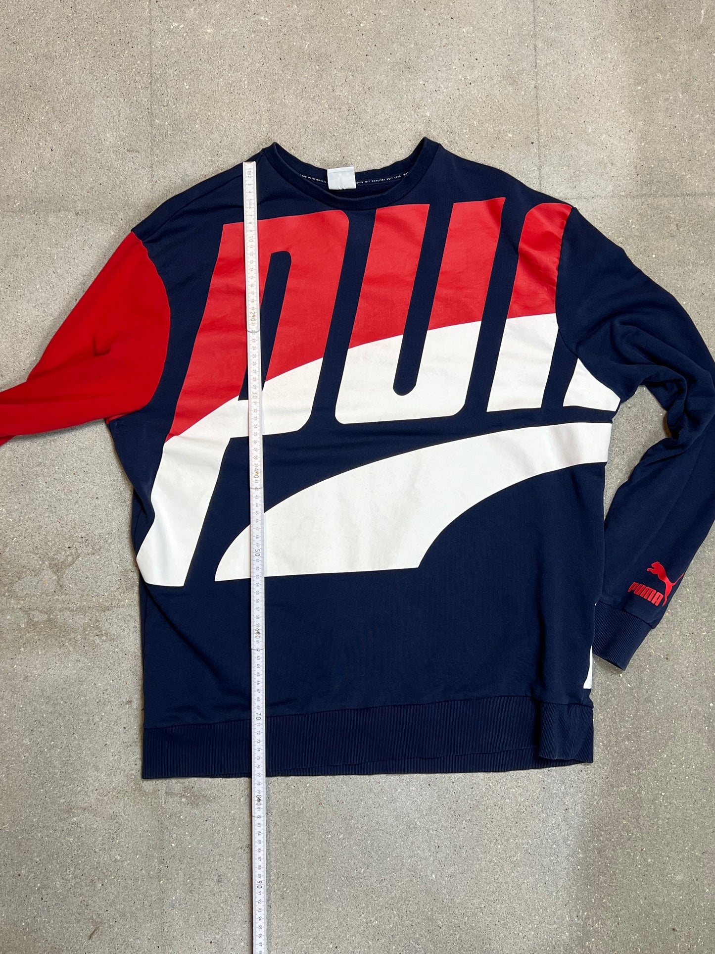 NAVY RED VINTAGE BOLD PUMA PRINT SWEATSHIRT (XLARGE)