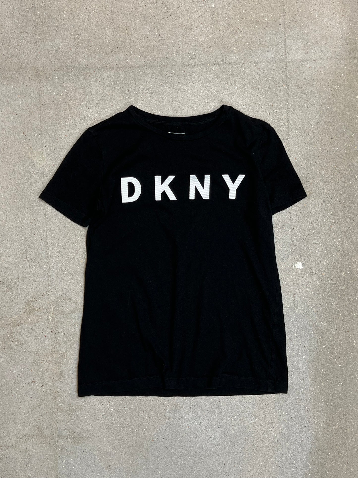 SCHWARZES VINTAGE-T-SHIRT MIT DKNY-DONNA-KAREN-NEW-YORK-LOGO (XXS)